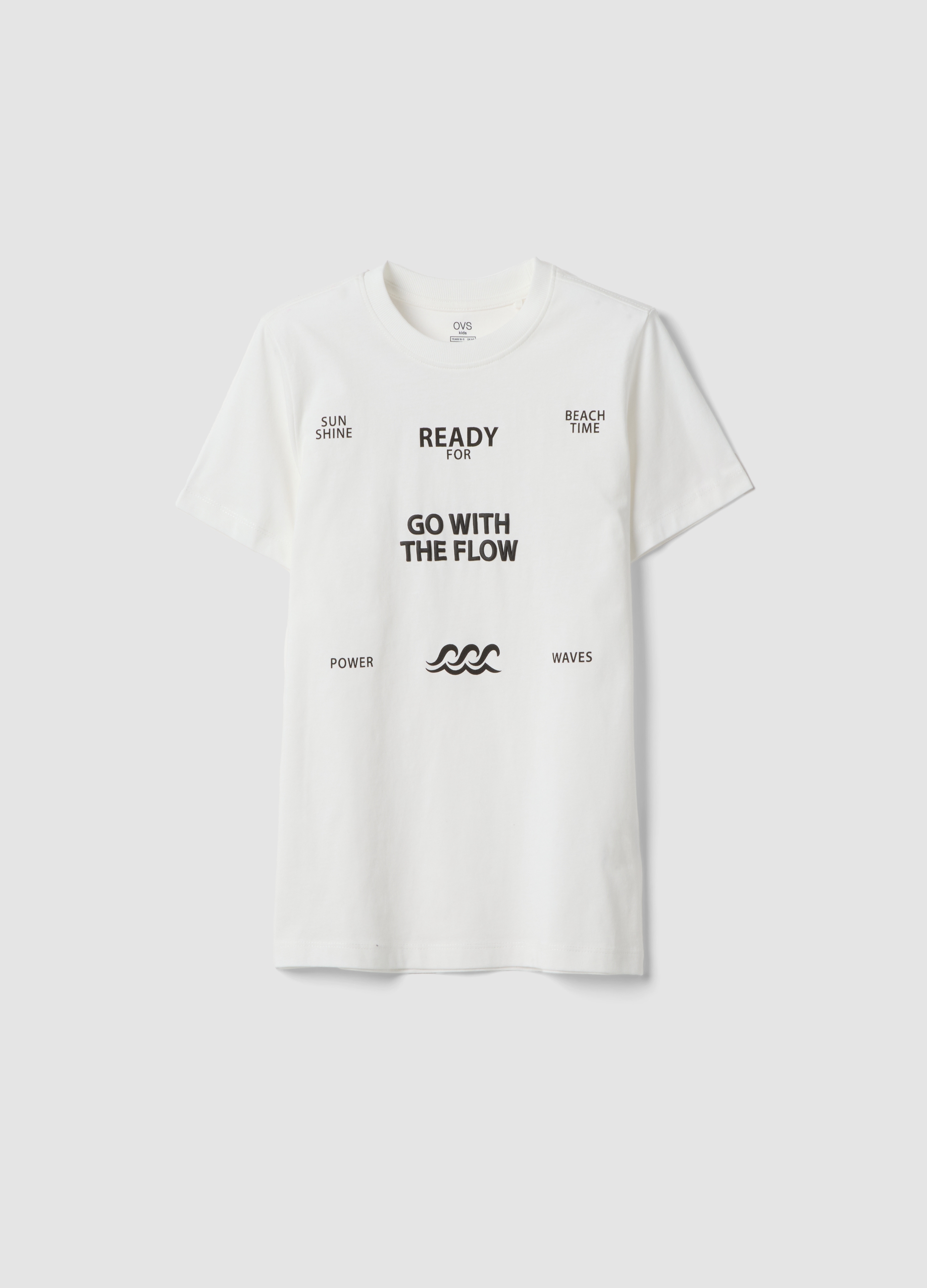 OVS KIDS, T-shirt Bianca In Puro Cotone Regular Fit Da Ragazzo Con Stampe, Niño, Blanco, Talla: 12-13