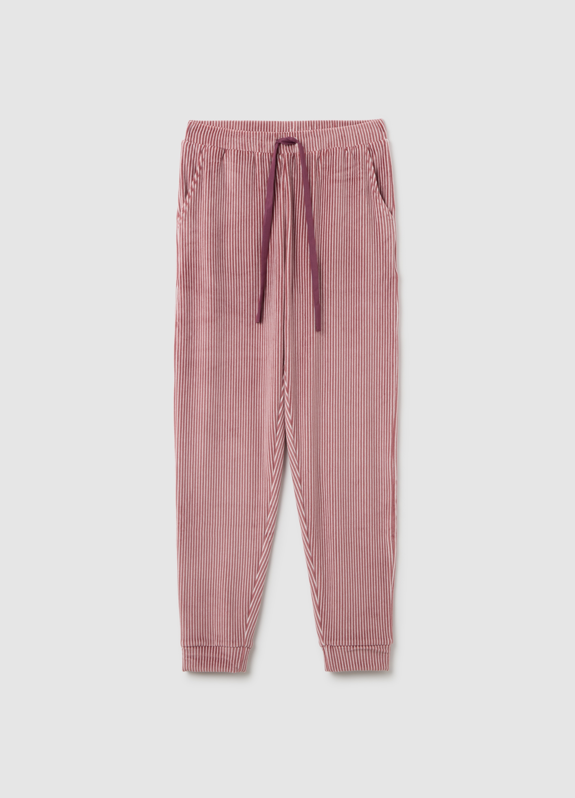 Pantalones De Pijama A Rayas Rosa Con Cordón Ajustable, Mujer, Rosa pastel, Talla: S
