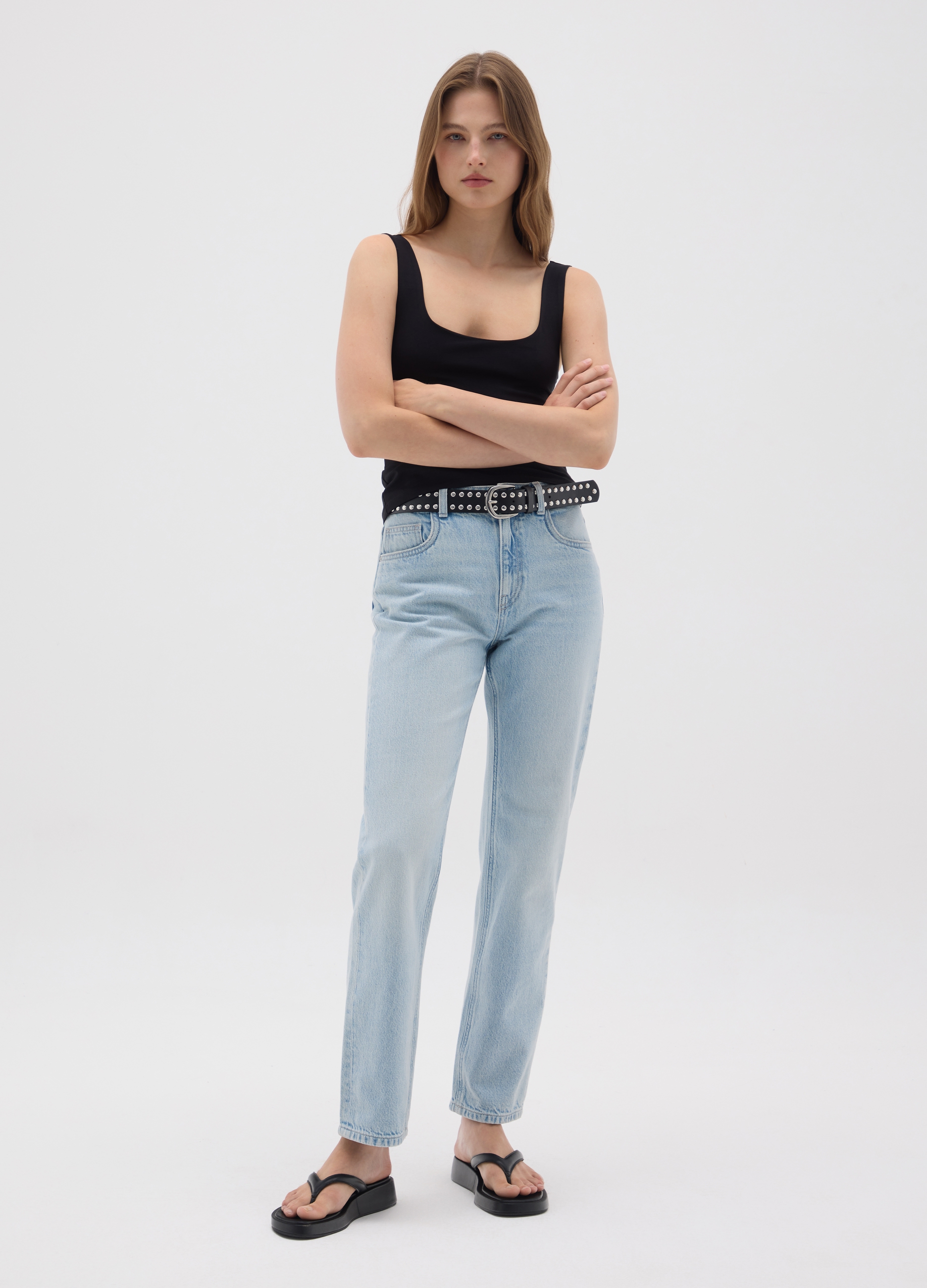 OVS , Jeans Da Donna In Puro Cotone Azzurro Regular Fit, Azzurro, Taglia: 38