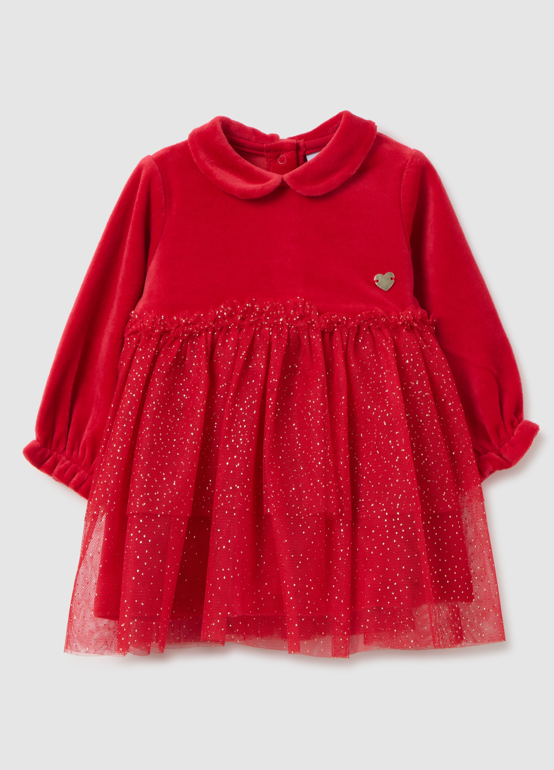FAGOTTINO, Vestito Rosso Da Neonata In Misto Cotone Regular Fit Con Tulle Glitter, Bebé Niña, Rojo Geranio, Talla: 1-3
