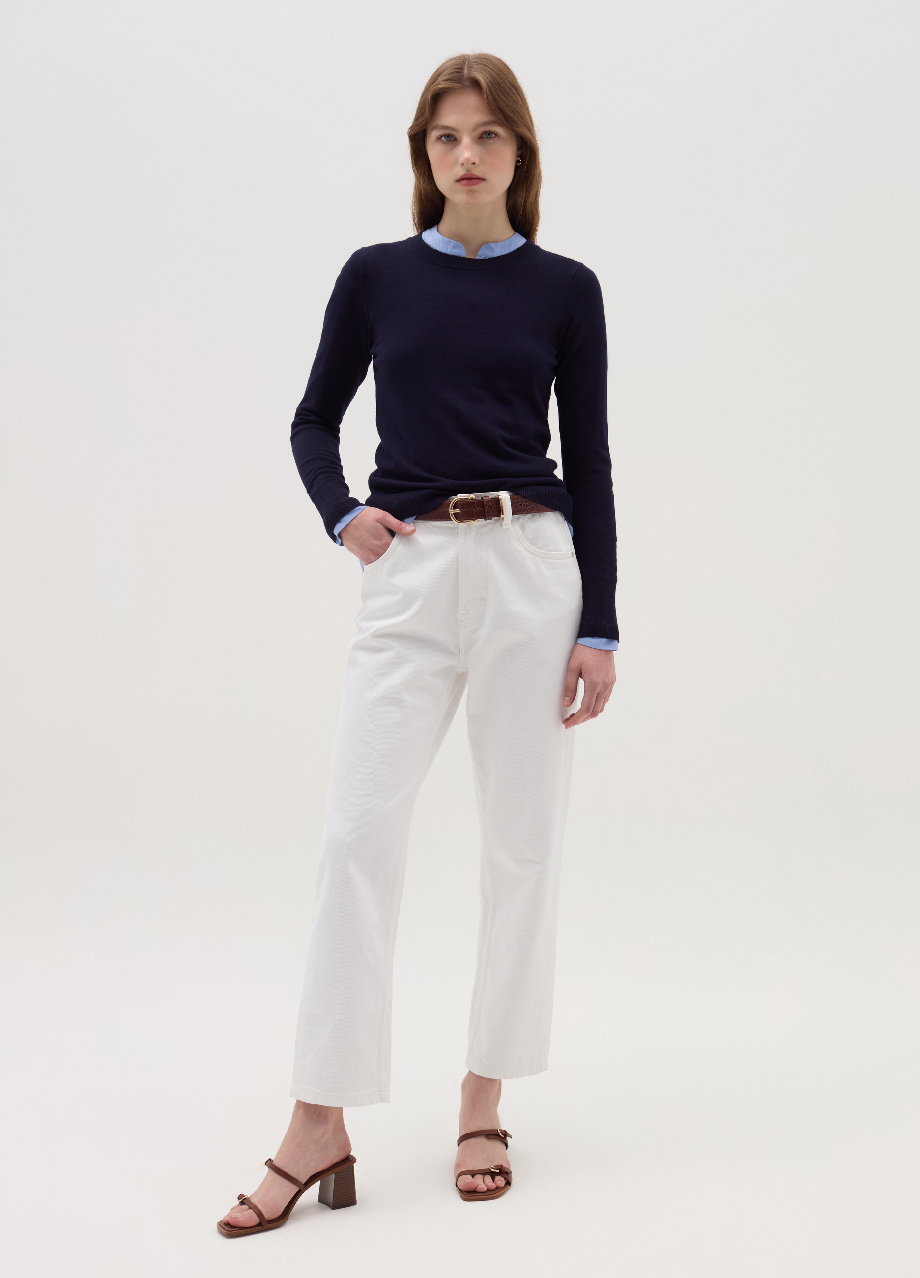 Camiseta De Manga Larga, Mujer, Azul Noche, Talla: XXL