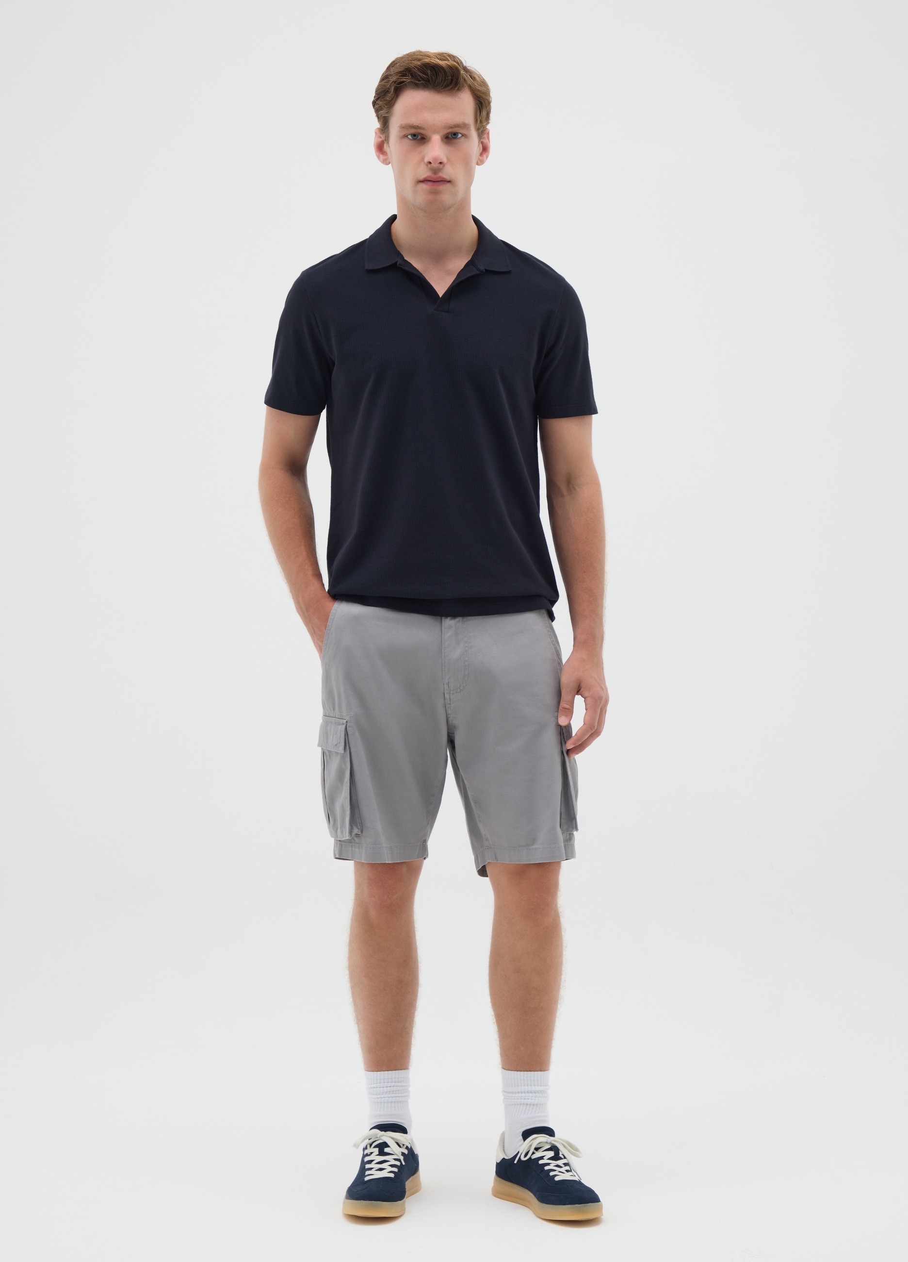 OVS, Herren Bermuda-shorts Aus Grauer Baumwolle Im Regular Fit, Mann, Dunkelgrau, Größe: 46