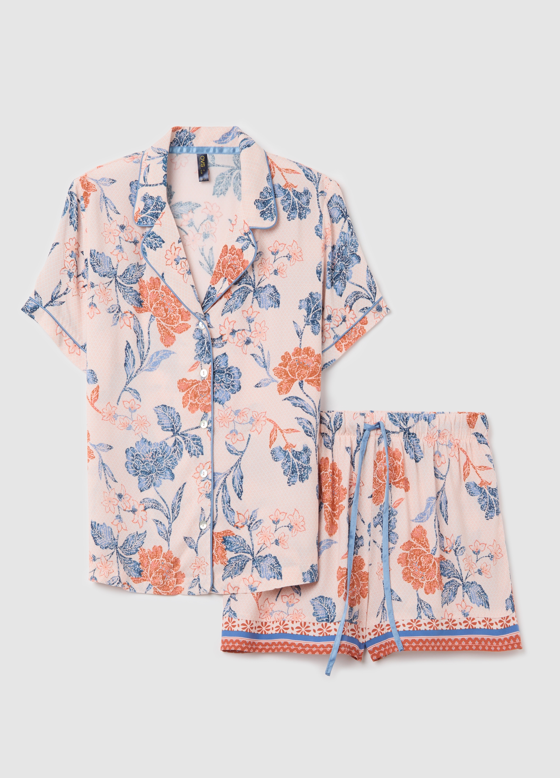 OVS , Pigiama Corto Arancione Con Stampa Floreale, Donna, Arancione, Taglia: S