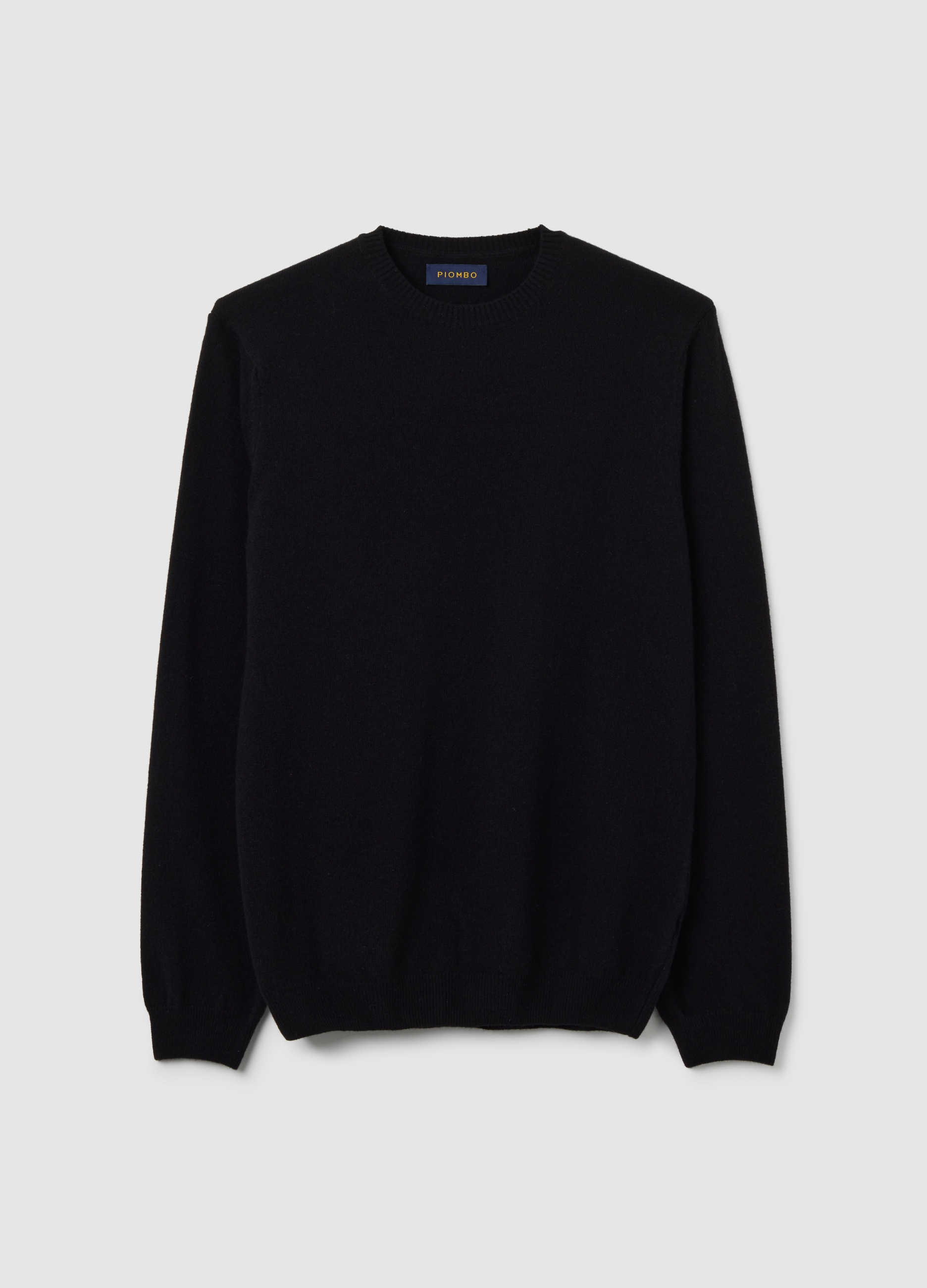 PIOMBO, Suéter Negro De Lana De Cordero Puro Ajuste Regular, Hombre, Gunmetal, Talla: S