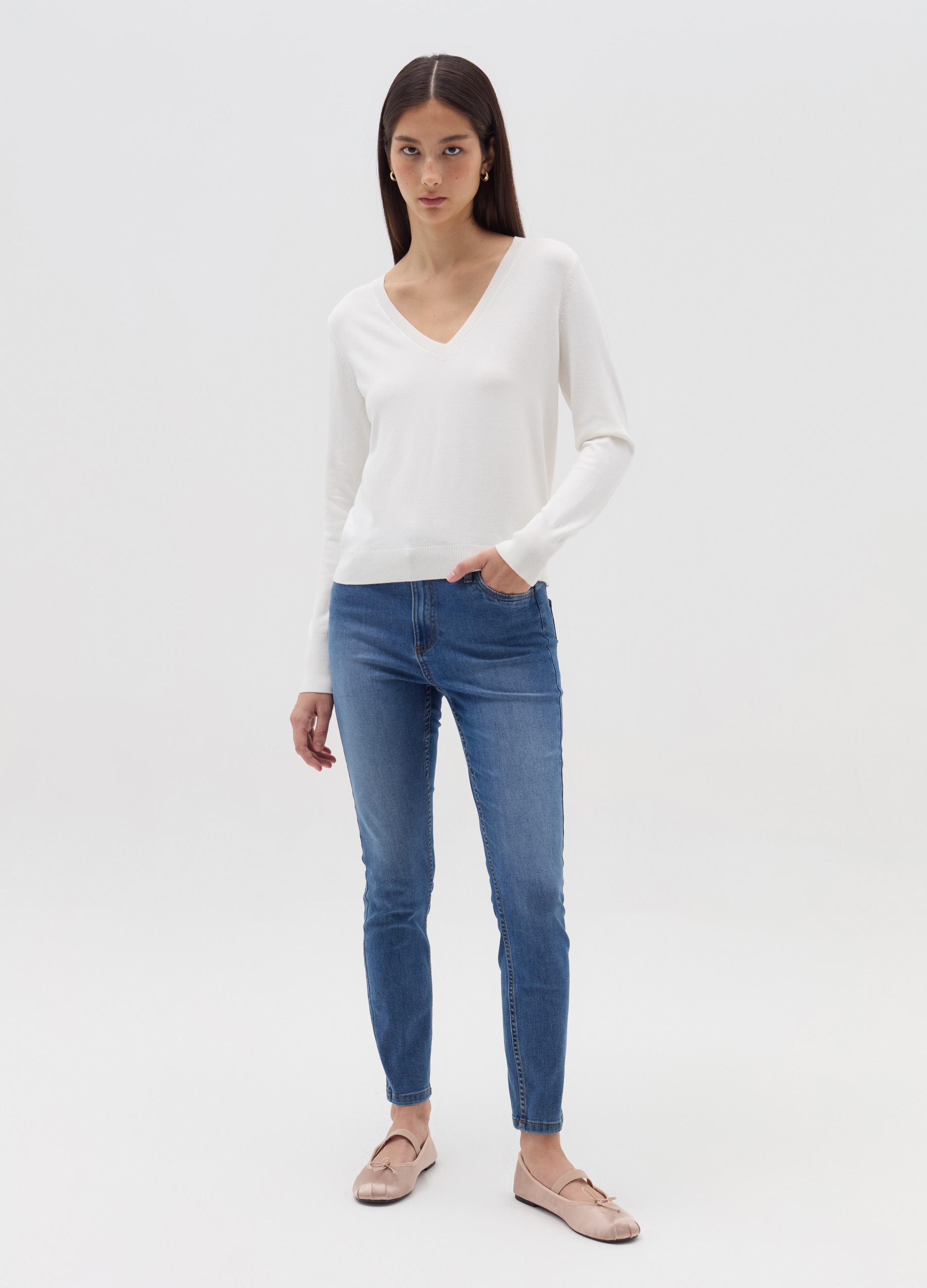 OVS, Jeans Push-up Skinny Fit, Donna, Grigio, Taglia: 40