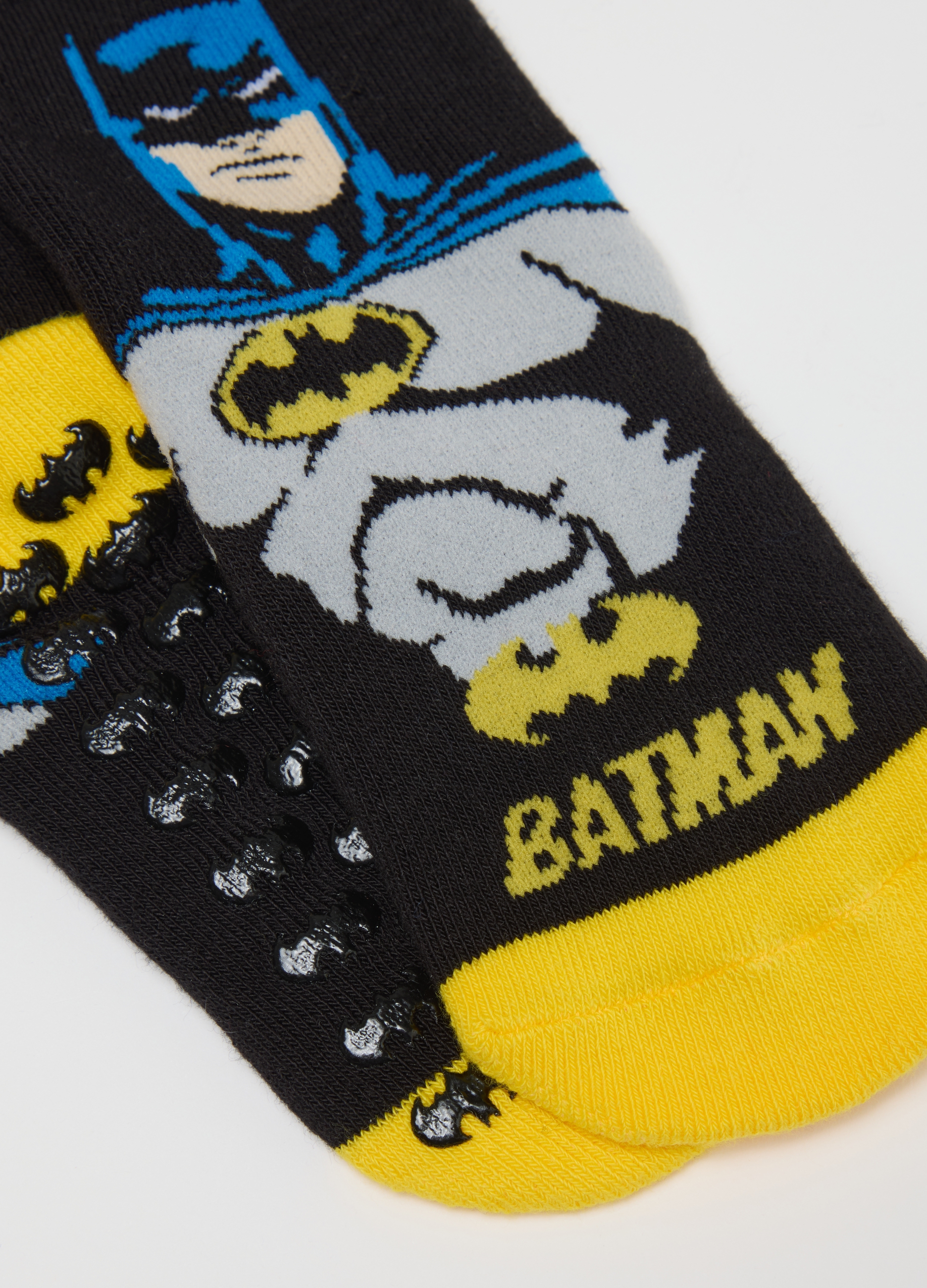Calzini Antiscivolo Da Bambino In Misto Cotone Multicolor Con Stampa Batman, Niño, Yellow/Blue, Talla: 28/30
