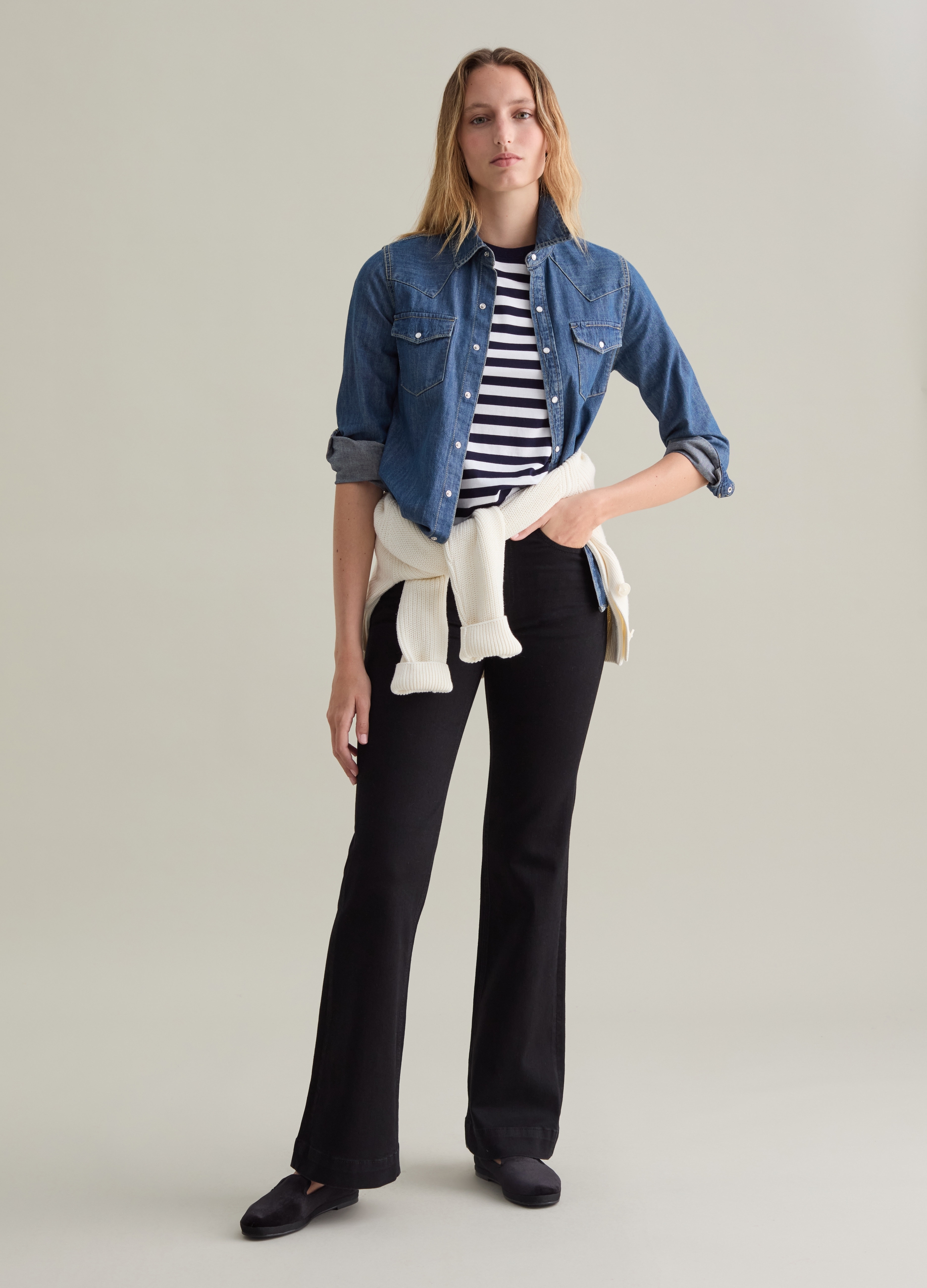 PIOMBO, Jeans Bootcut Fit A Vita Alta, Donna, Nero, Taglia: 38