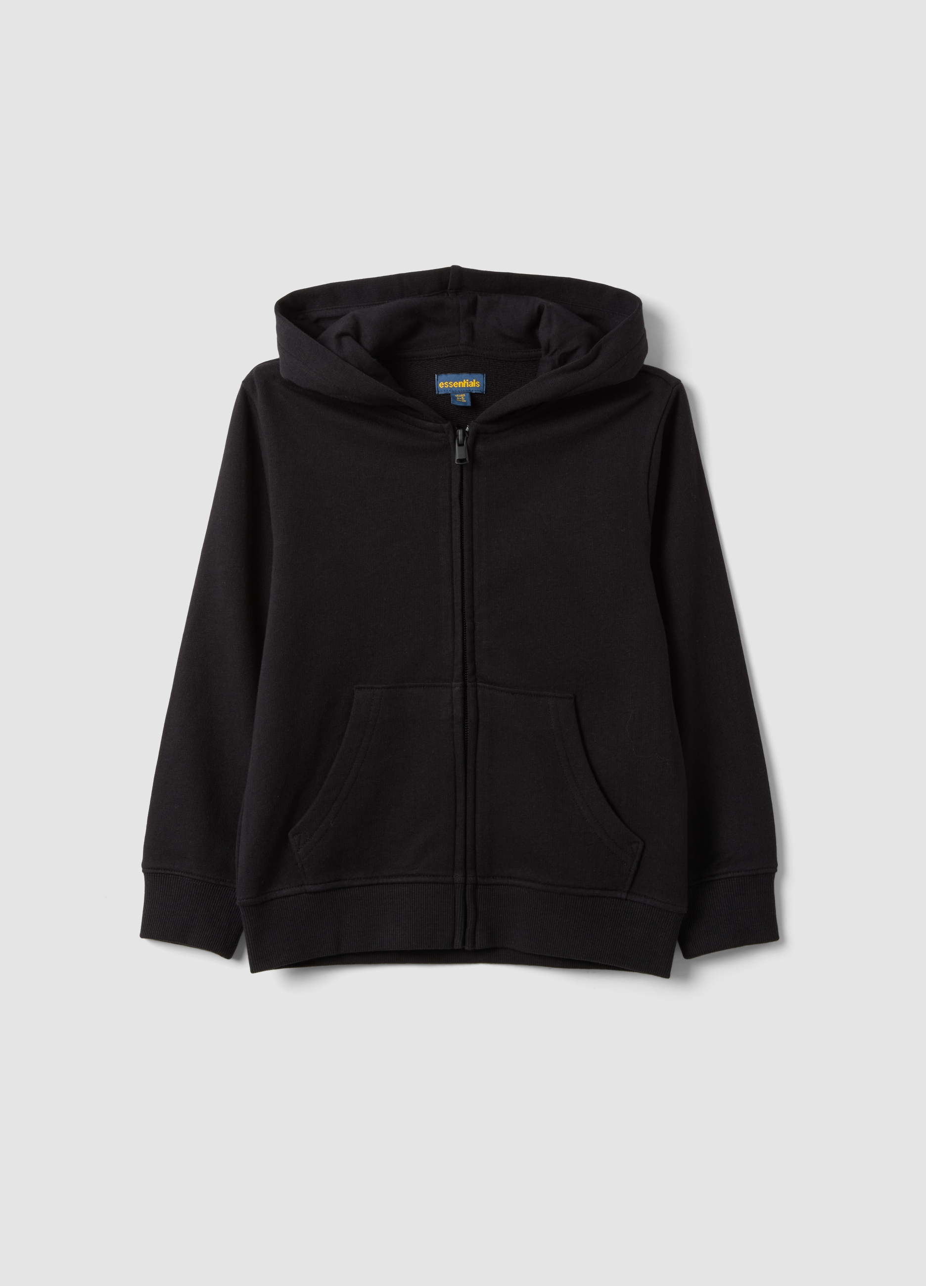 OVS KIDS, Felpa Nera Con Cappuccio In Puro Cotone Organico Per Bambino Regular Fit, Nero, Taglia: 7-8
