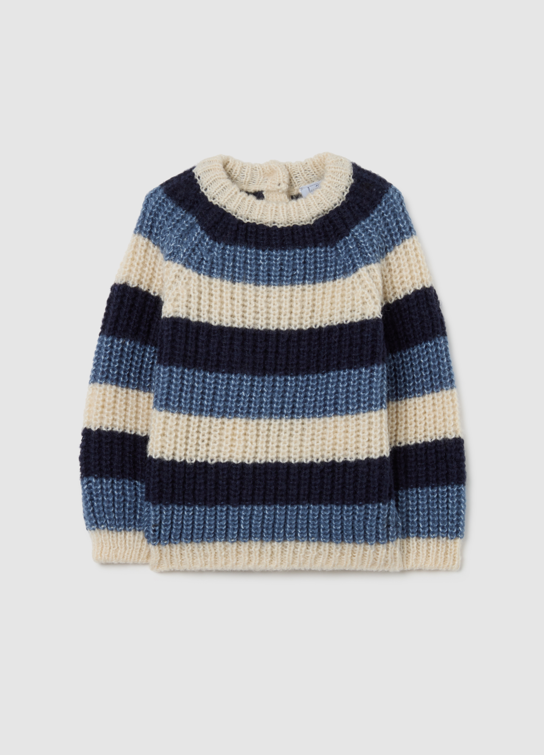 FAGOTTINO, Jersey Infantil De Rayas Multicolor Regular Fit, Niño, Azul/beige, Talla: 30-36