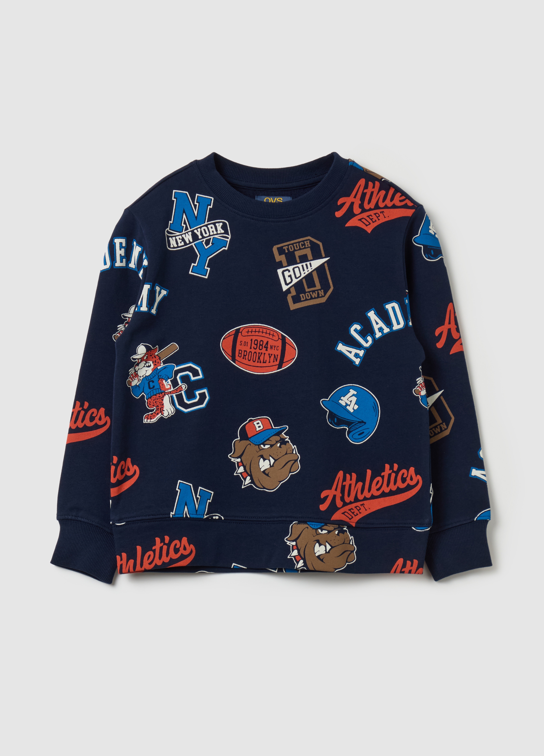 OVS KIDS, Felpa In French Terry Con Stampa, Bambino, Blu, Taglia: 6-7