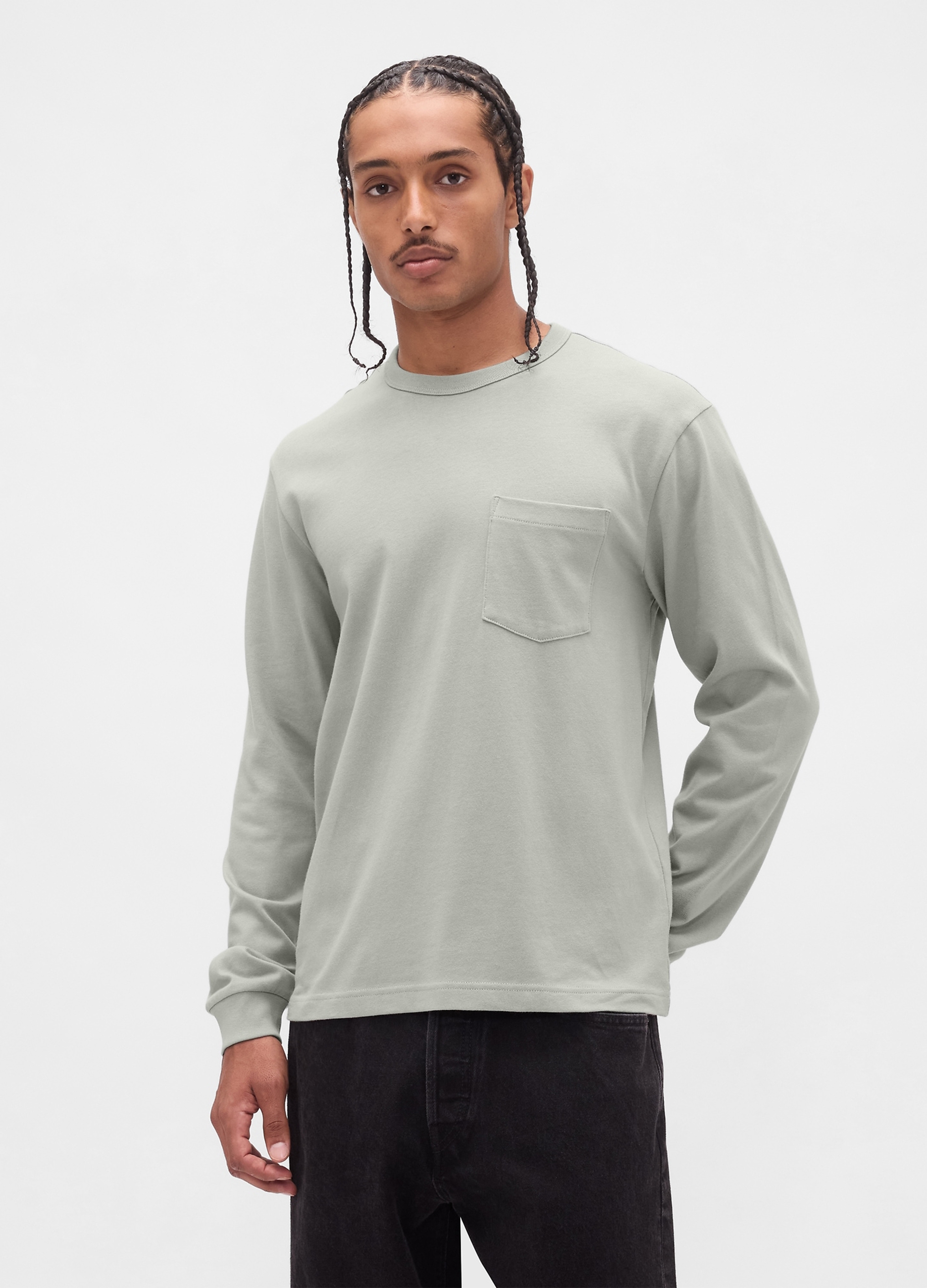 GAP, T-shirt A Maniche Lunghe In Cotone, Uomo, Grigio, Taglia: L