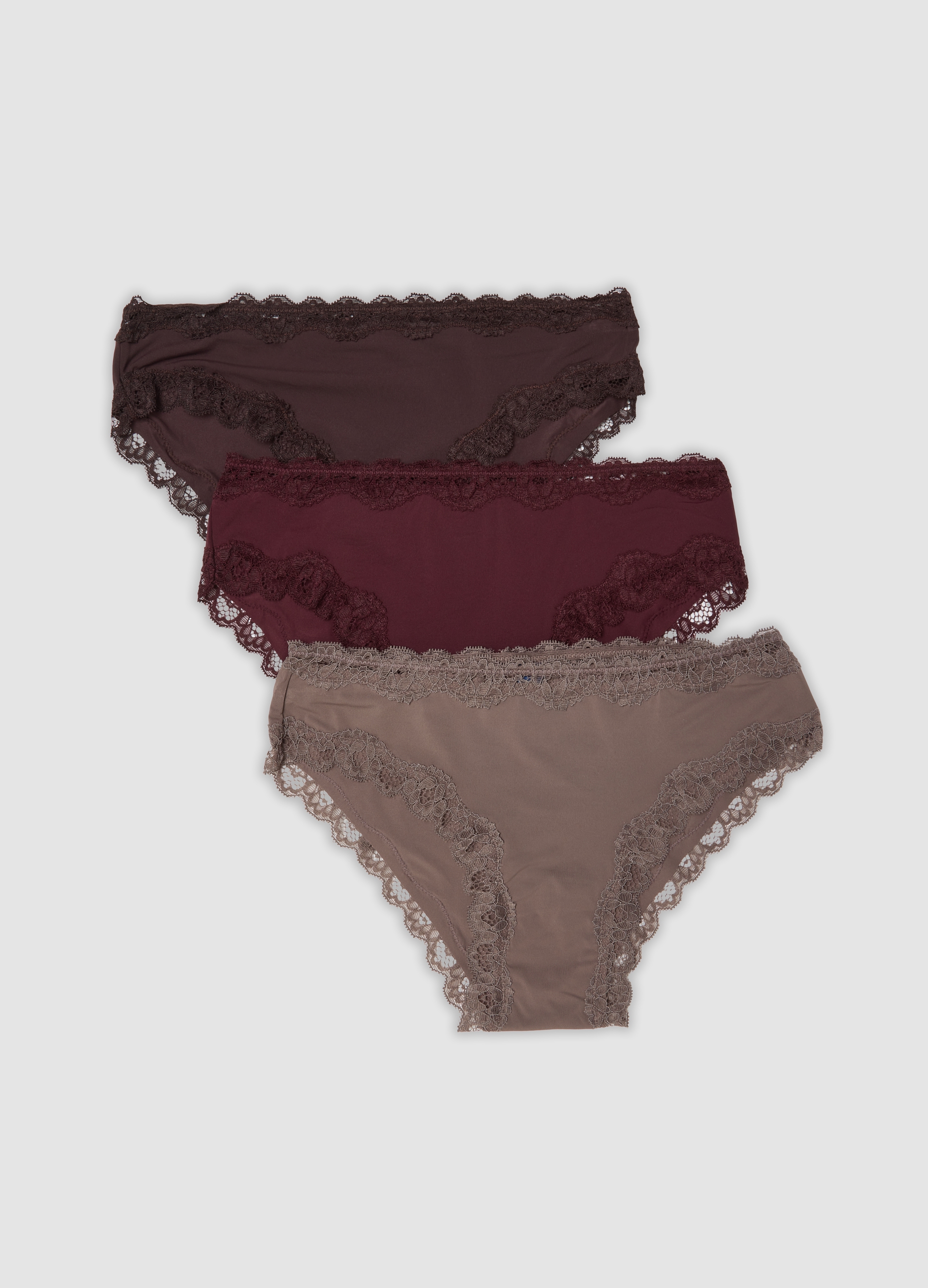 OVS , Tripack Di Slip Multicolor In Cotone Organico Con Pizzo, Donna, Multicolor, Taglia: 5