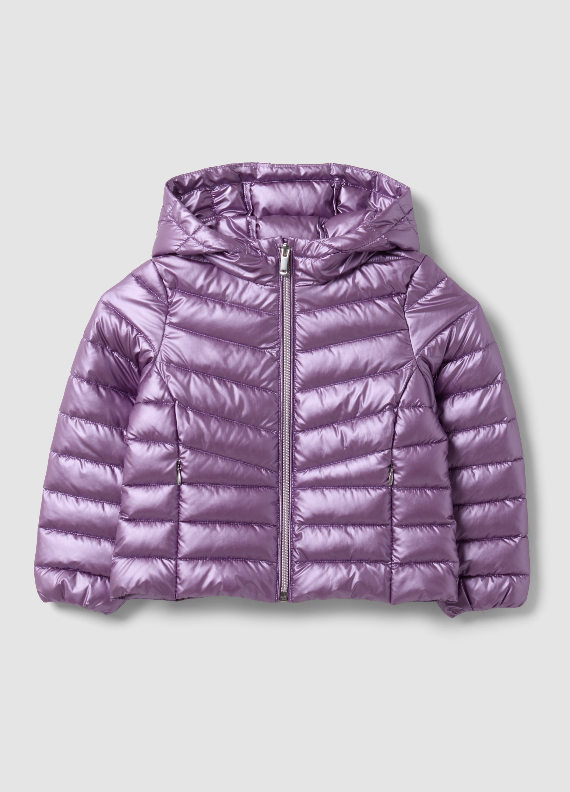 OVS KIDS, Piumino Ultralight Viola Con Cappuccio E Zip Per Bambina, Viola, Taglia: 9-10