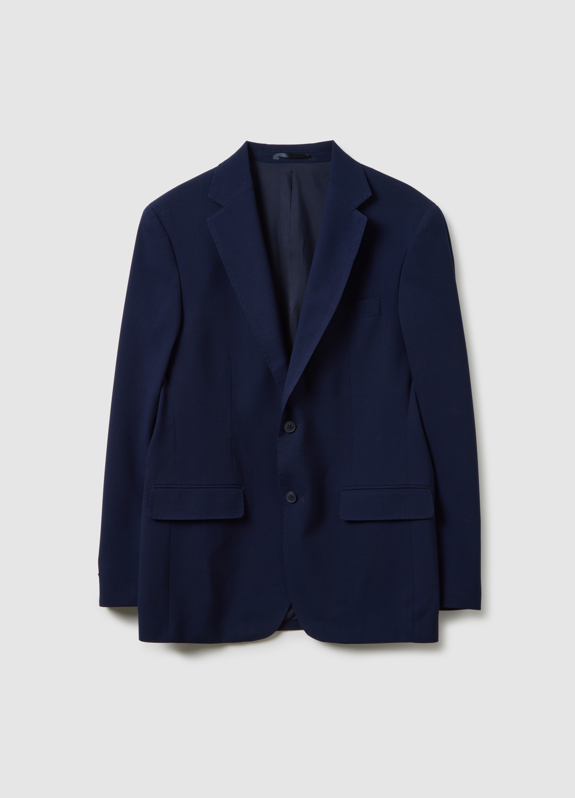 OVS, Blazer In Tessuto Elasticizzato Blu Slim Fit, Mann, Blau, Größe: 46