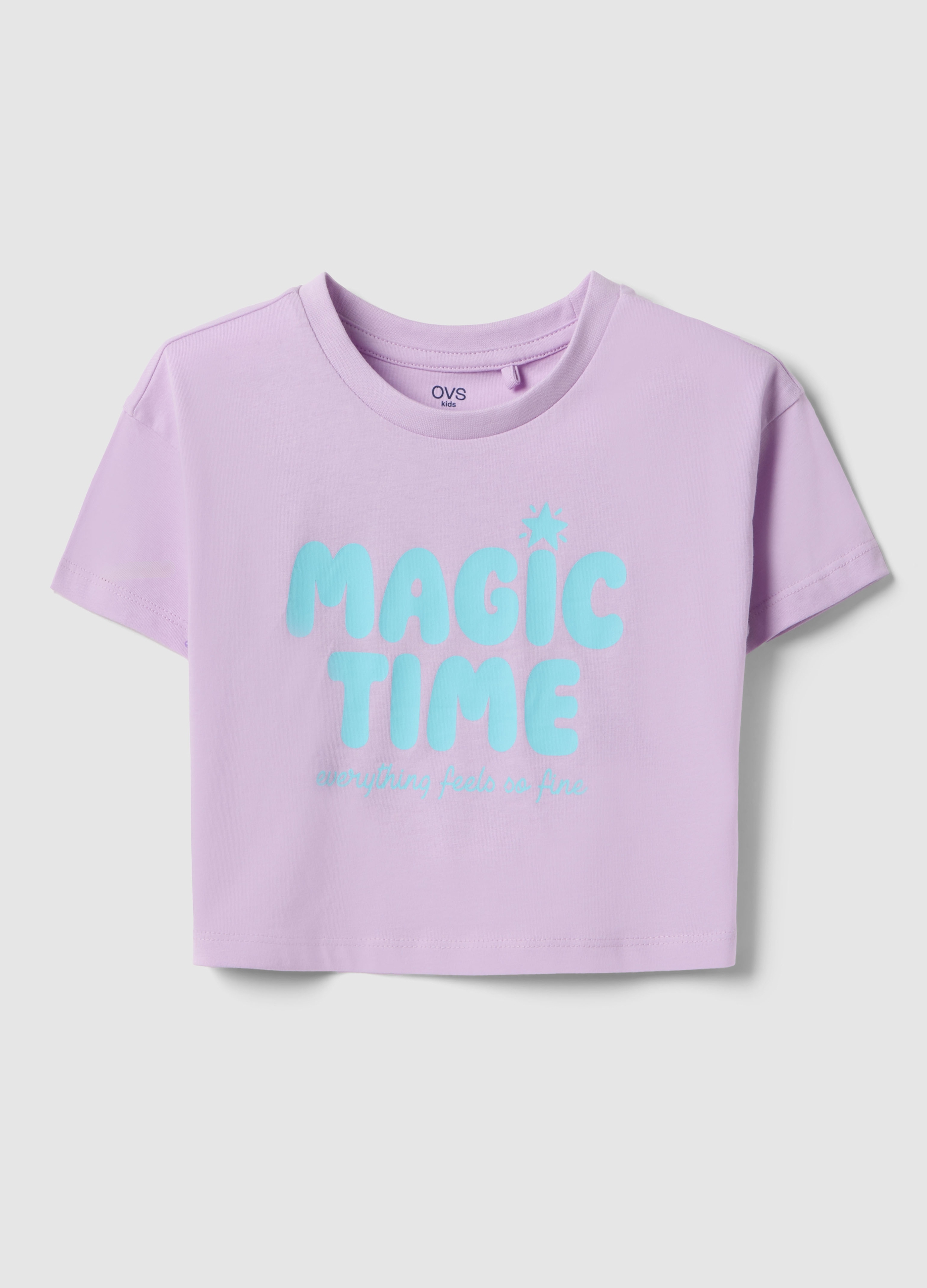 Ovs Kids, Mädchen T-shirt In Violett Aus Reiner Baumwolle Im Boxy Fit Mit Aufschrift, Mädchen, Viola, Größe, 5-6