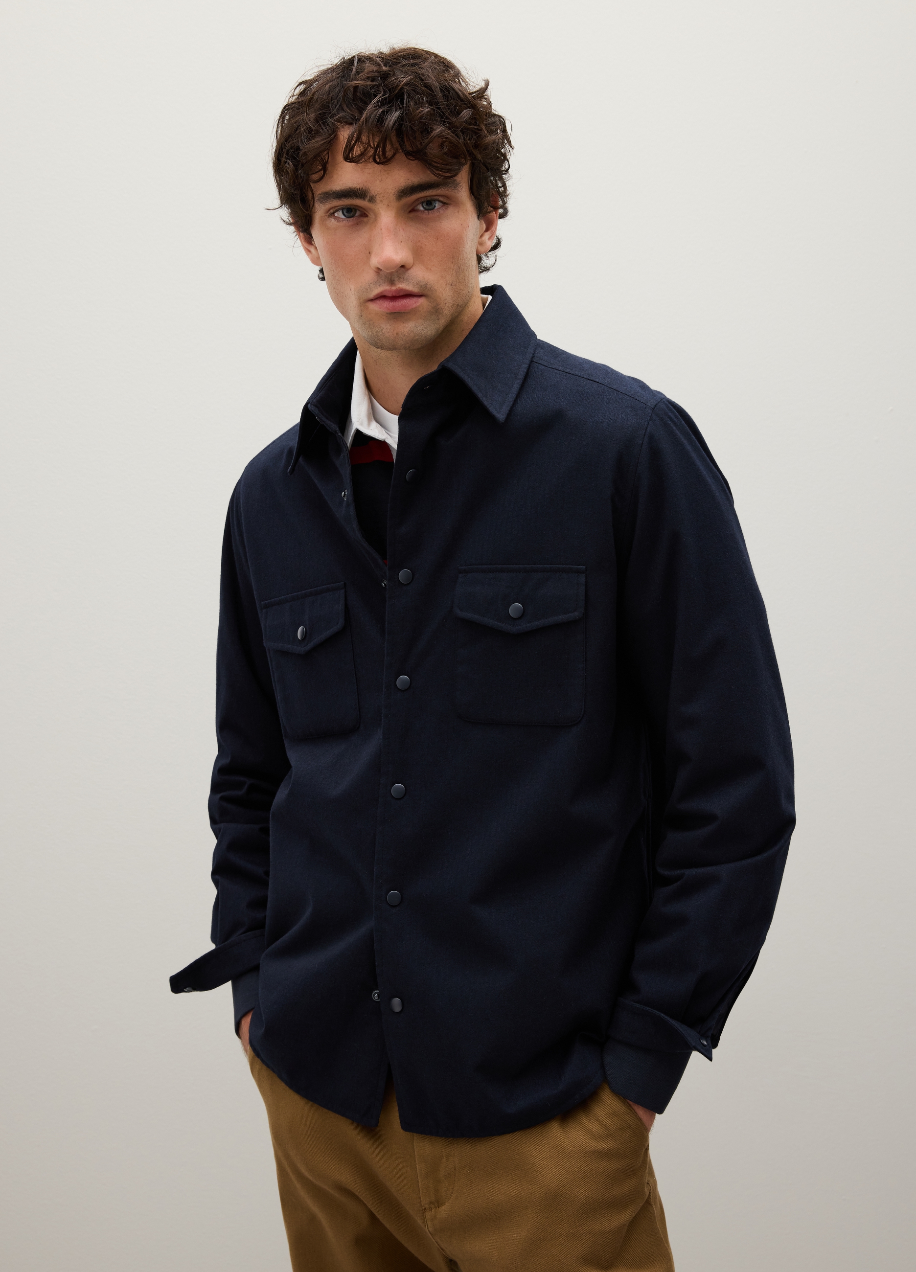 OVS, Camisa Azul De Ajuste Regular Con Bolsillos, Hombre, Azul oscuro, Talla: S