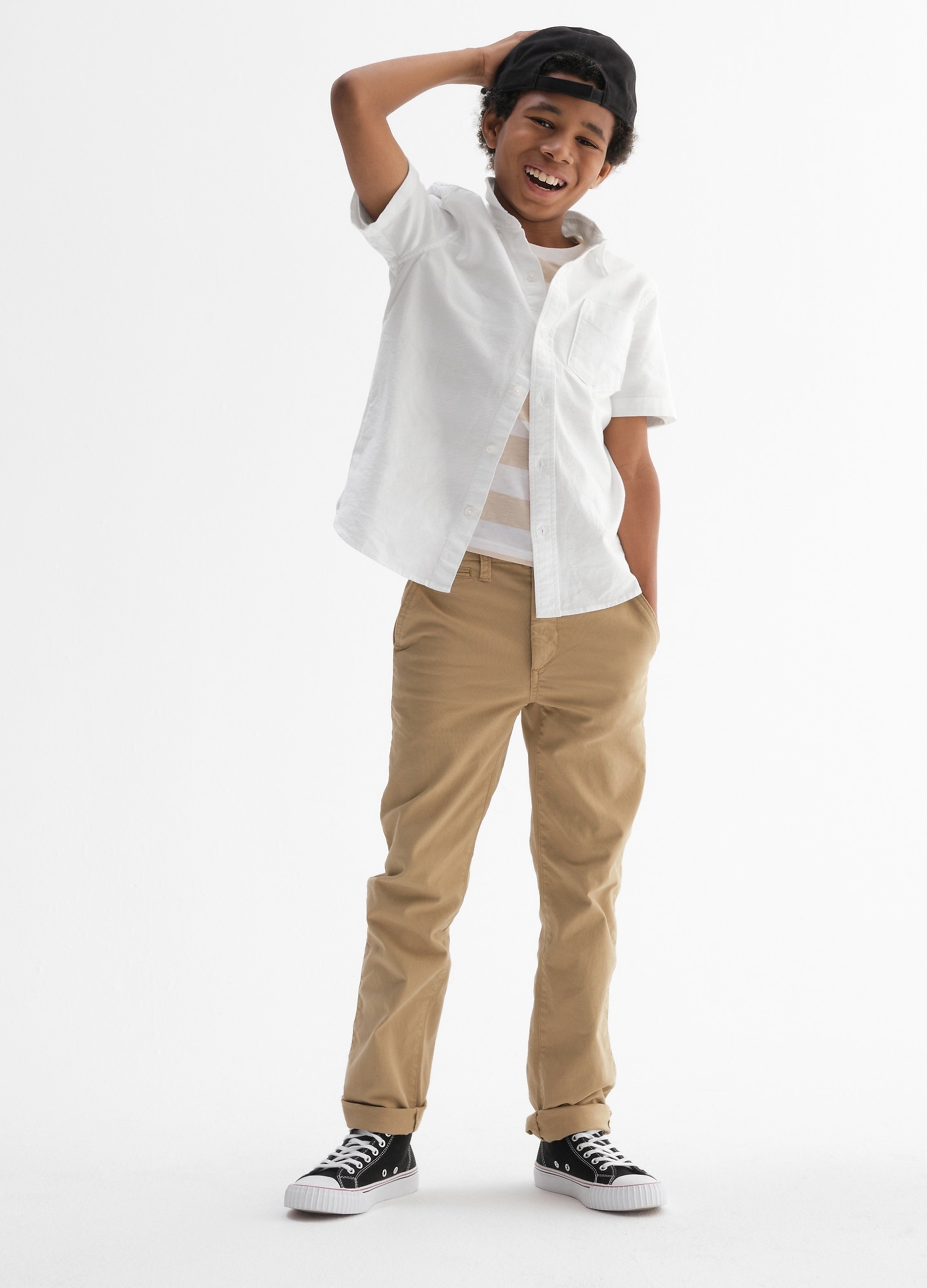 OVS, Camicia A Maniche Corte In Cotone Oxford, Bambino, Bianco, Taglia: XS/99-114