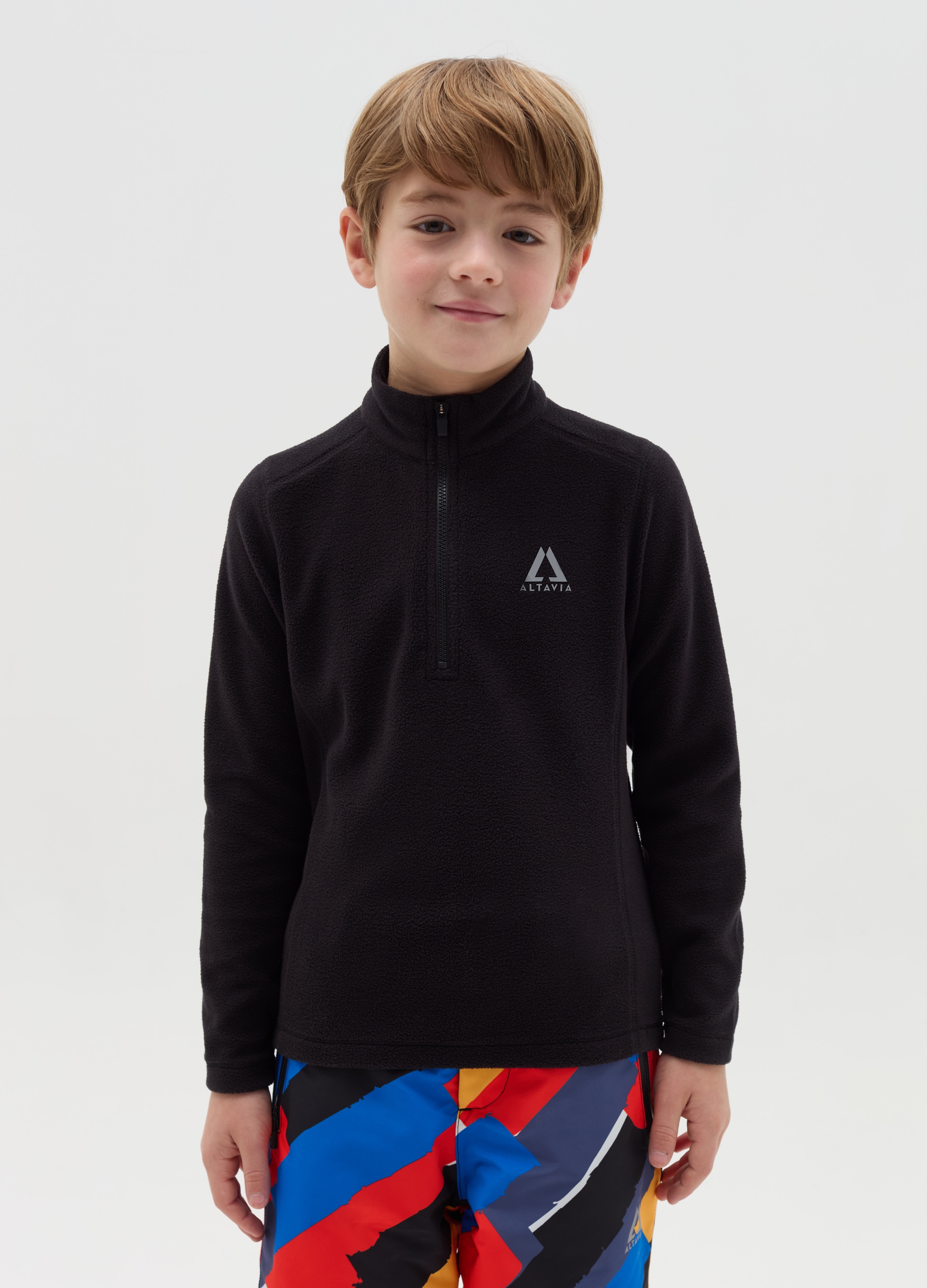 ALTAVIA, Forro Polar Media Cremallera Altavia By Deborah Compagnoni, Niño, Negro, Talla: 12