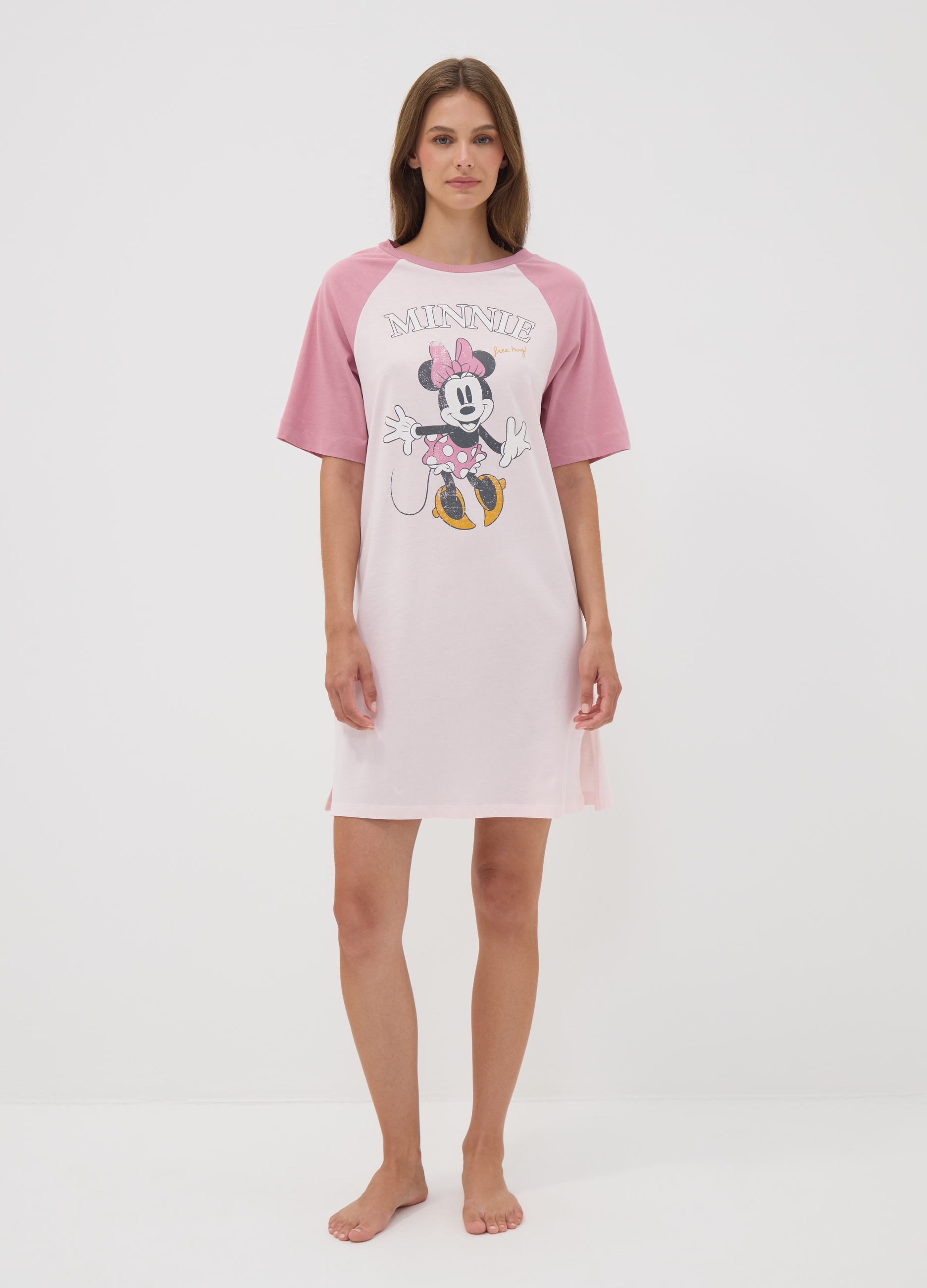 DISNEY, Camisón Rosa De Puro Algodón Orgánico Con Estampado De Minnie, Mujer, Rosa, Talla: XXL