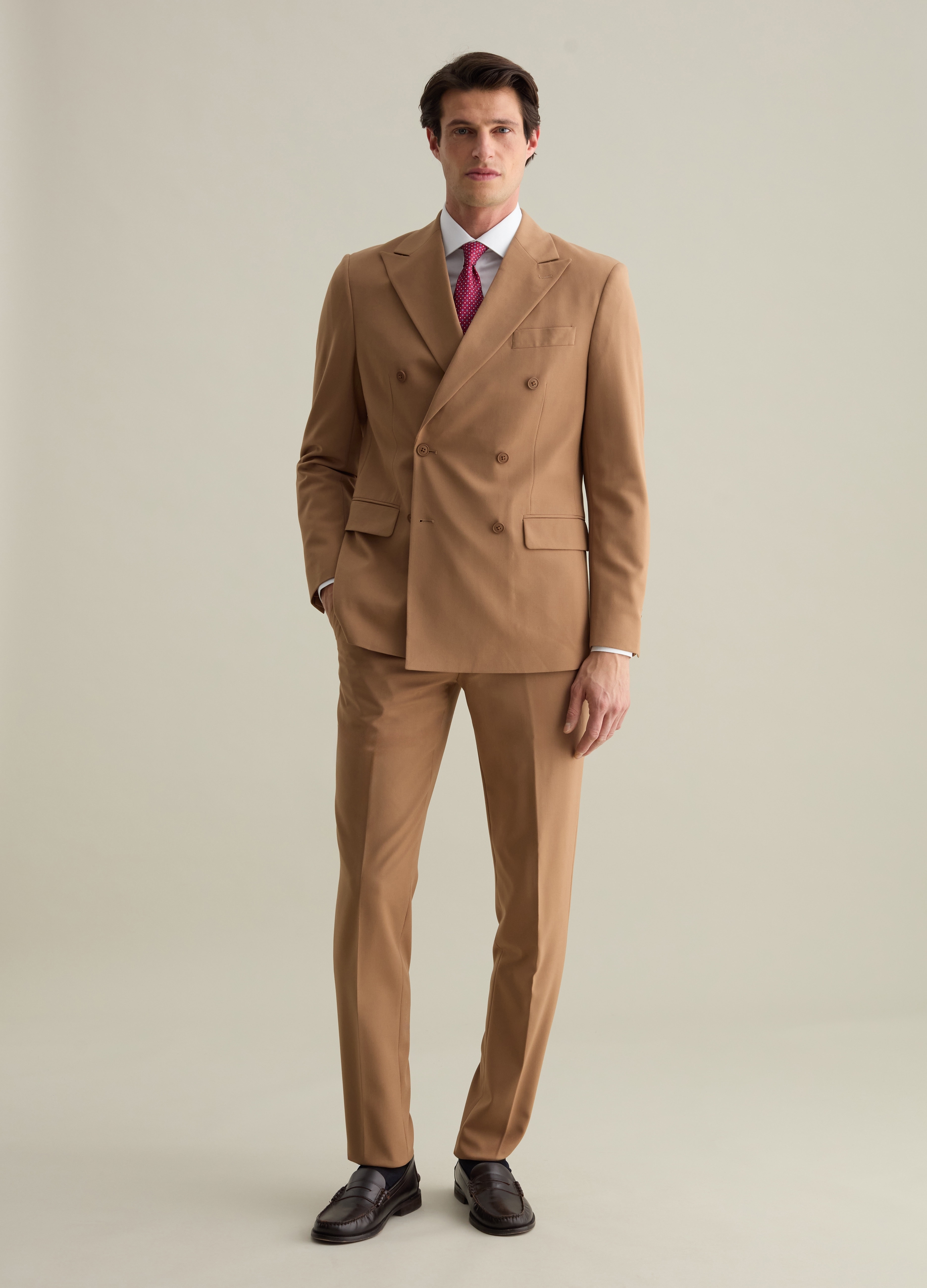 OVS, Traje De Viscosa, Hombre, Marrón tabaco claro, Talla: 54