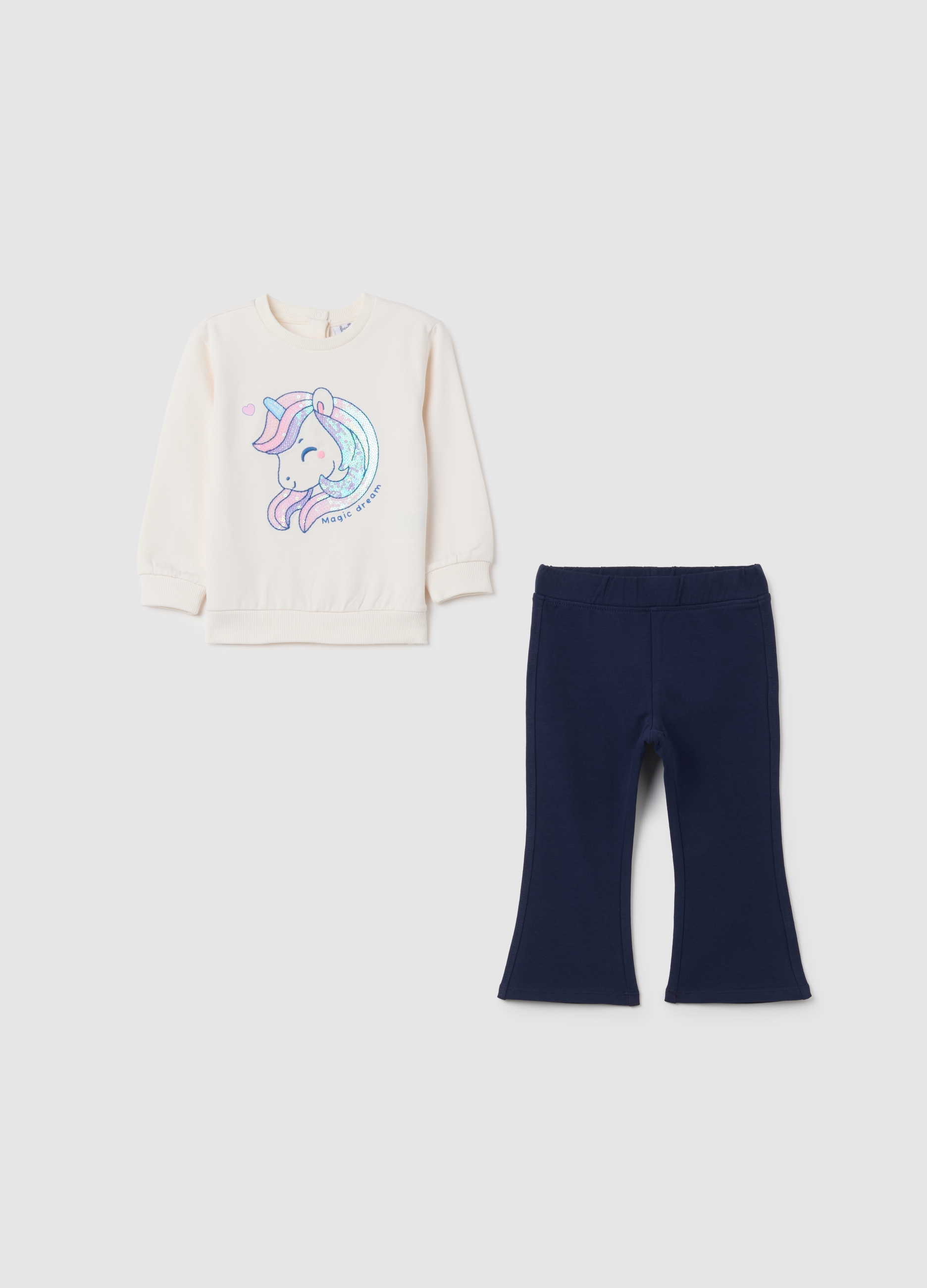 FAGOTTINO, Conjunto De Niña De Algodón Azul Y Blanco Ajuste Regular, Niña, Blanco lechoso, Talla: 24-30