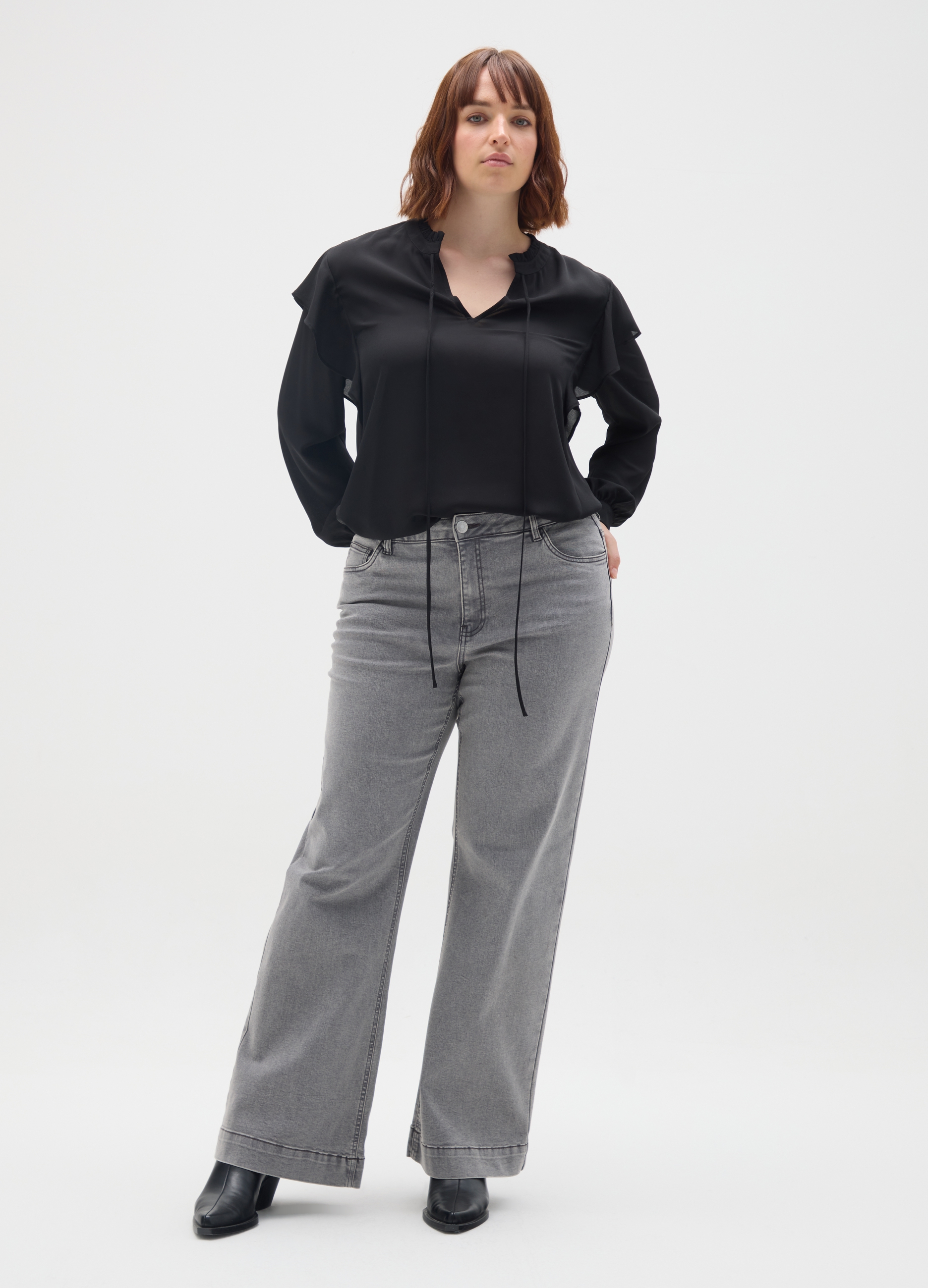 MYA, Jeans In Denim Grigio Bootcut, Donna, Grigio, Taglia: 51