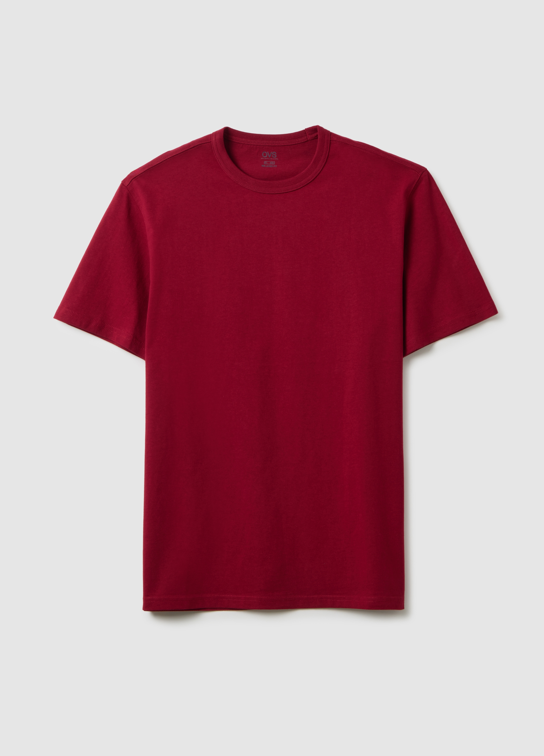 T-shirt In Puro Cotone Rosso Regular Fit, Hombre, Rojo Oscuro, Talla: L
