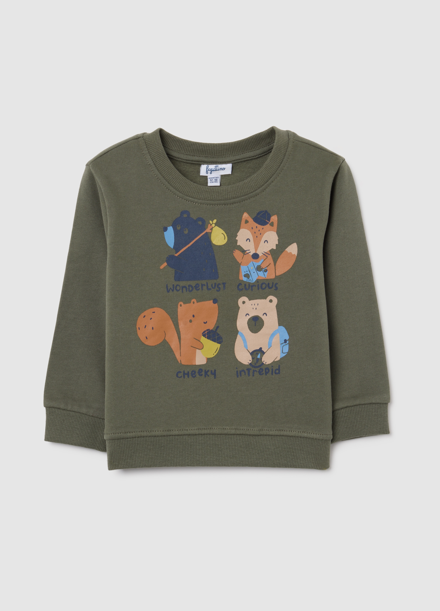 FAGOTTINO, Felpa Da Bambino In Puro Cotone Verde Regular Fit, Verde, Taglia: 12-18