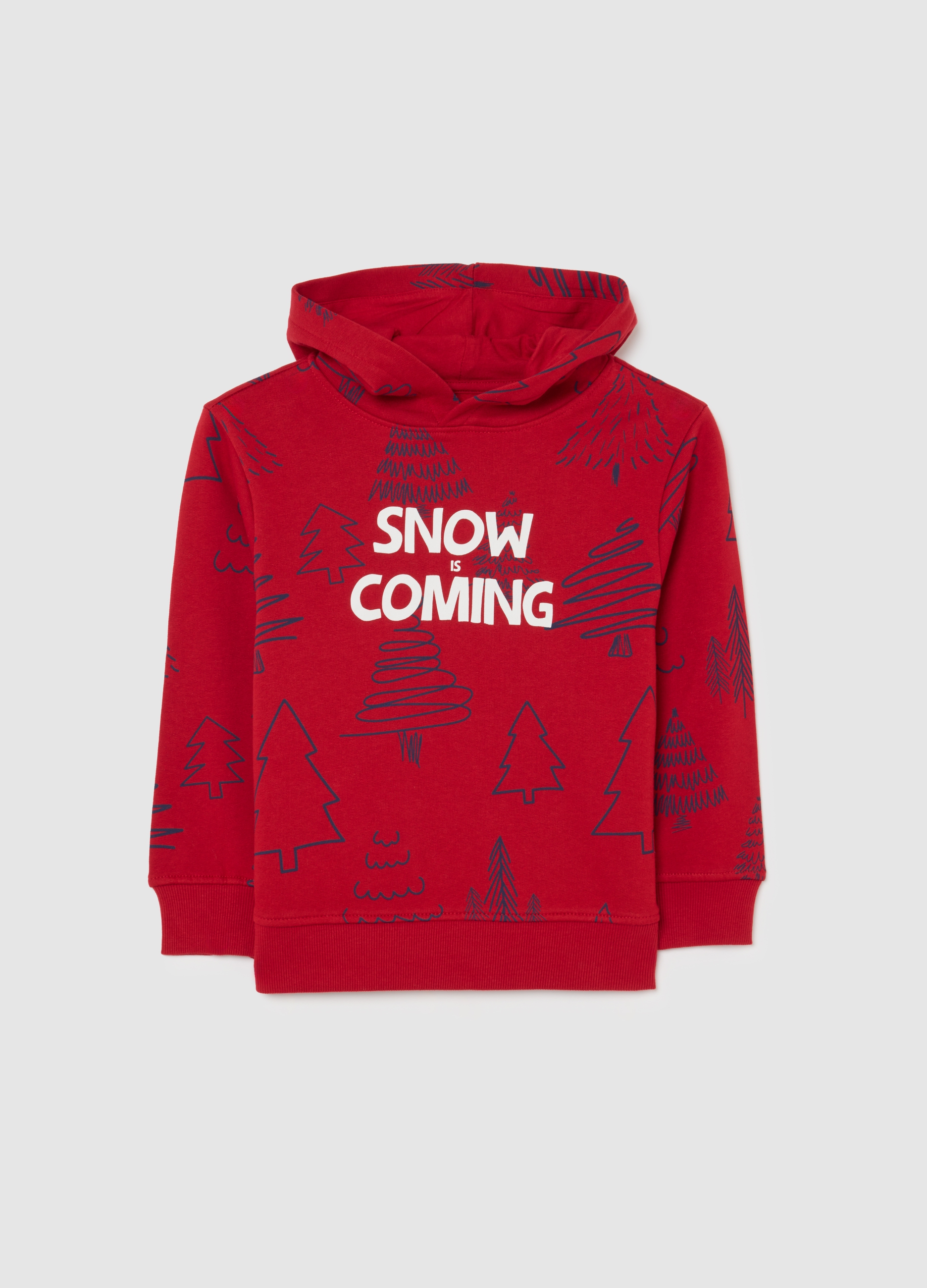 Sudadera Navideña Roja Para Niño De Algodón Puro Y Ajuste Regular Con Estampado, Niño, Rojo Oscuro, Talla: 4-5