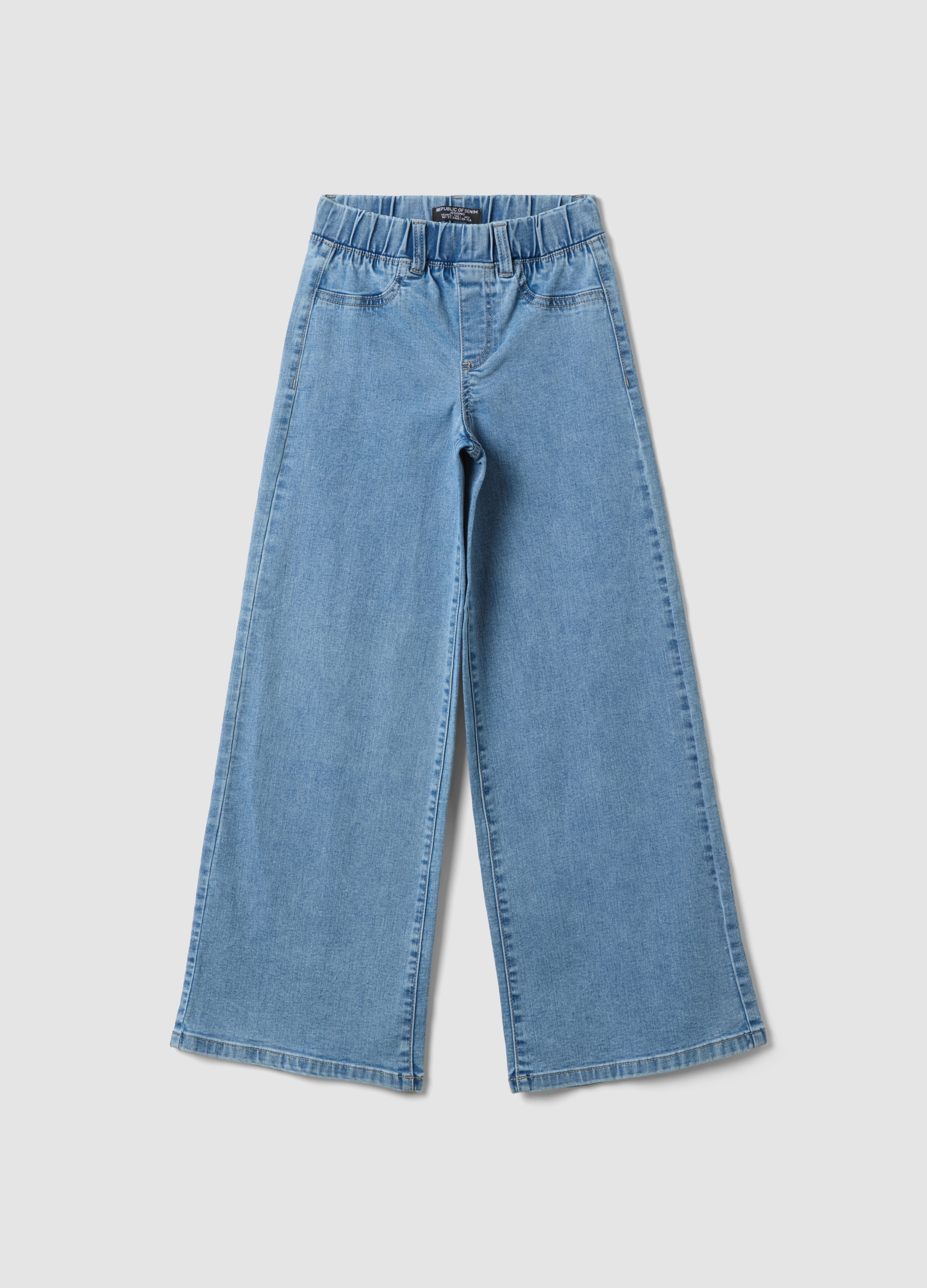 REPUBLIC OF DENIM, Jeggings Denim In Cotone E Viscosa Elasticizzata Super Wide Leg Da Ragazza, Bambina, Azzurro, Taglia: 10-11
