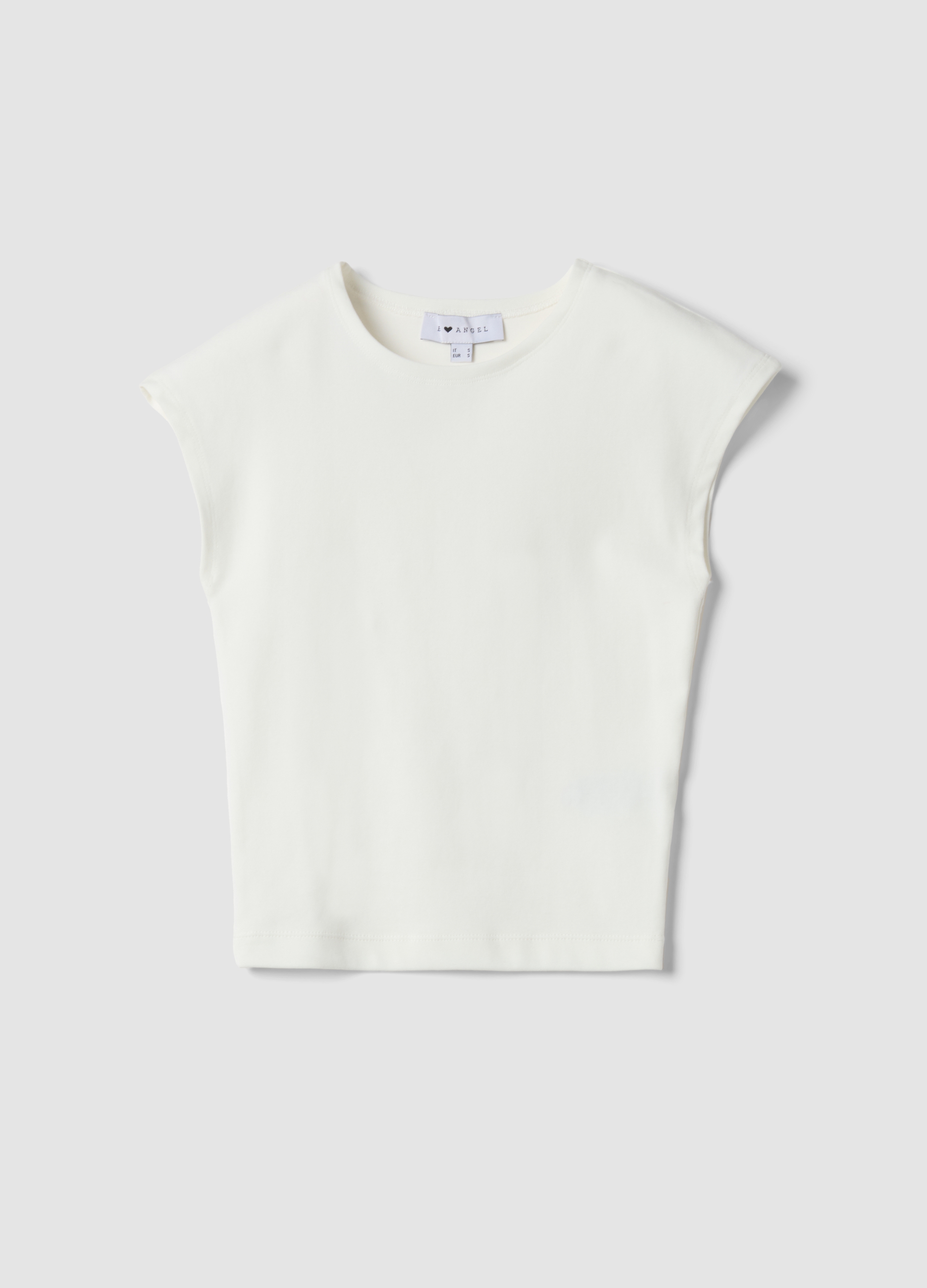 B.ANGEL, Camiseta Ajustada Blanca De Algodón Elástico, Mujer, Blanco roto, Talla: 42