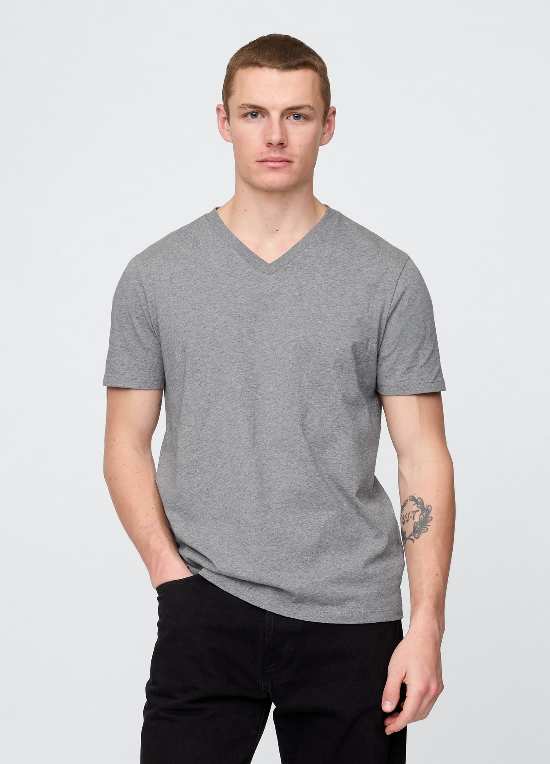 GAP, T-shirt In Puro Cotone Con Scollo A V, Uomo, Grigio, Taglia: XL