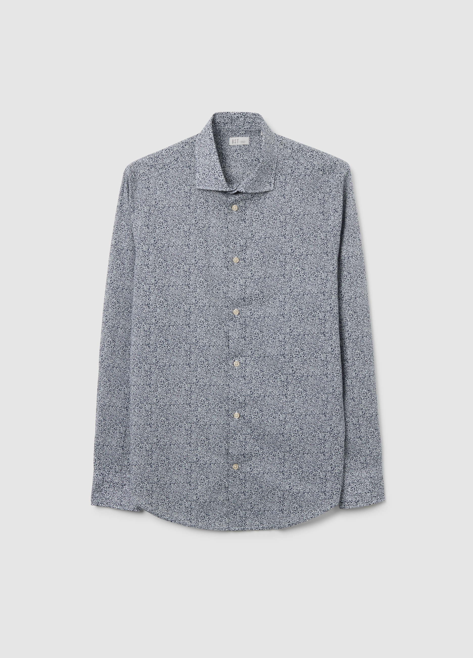 Camisa Multicolor En Puro Algodón Ajuste Regular, Hombre, Gris/azul, Talla: XL