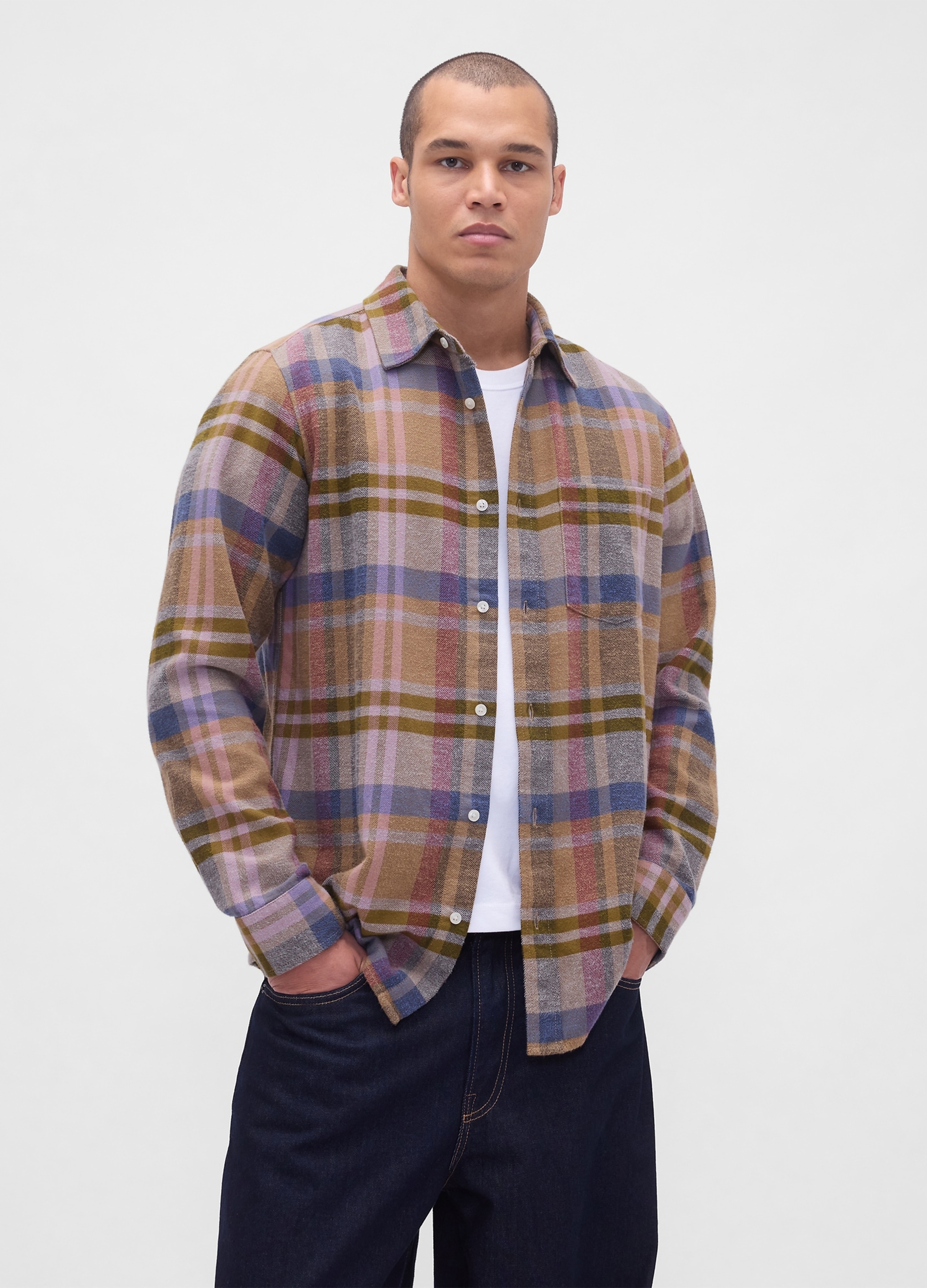 GAP, Camicia A Maniche Lunghe In Cotone, Uomo, Multicolor, Taglia: XS