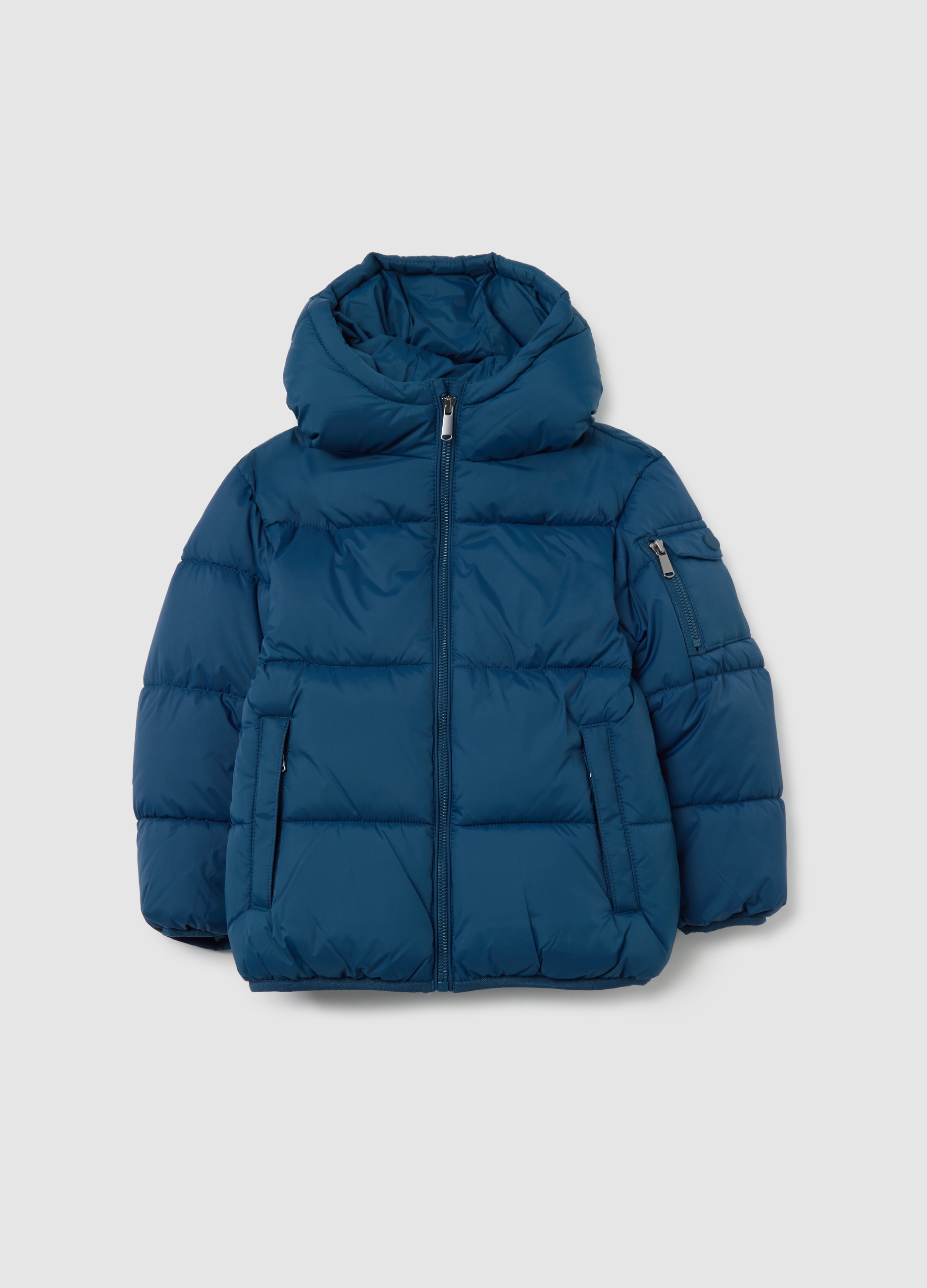 OVS KIDS, Chaqueta Acolchada Icónica Azul Petróleo Para Niños Con Capucha, Niño, Azul petrol, Talla: 3-4