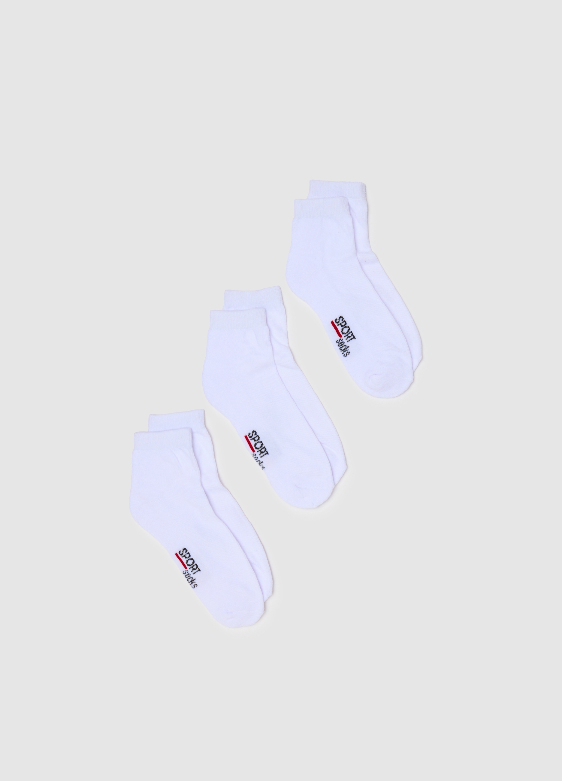 Pack De Tres Calcetines Cortos De Algodón Blanco Para Hombre, Hombre, Blanco óptico, Talla: 38/42