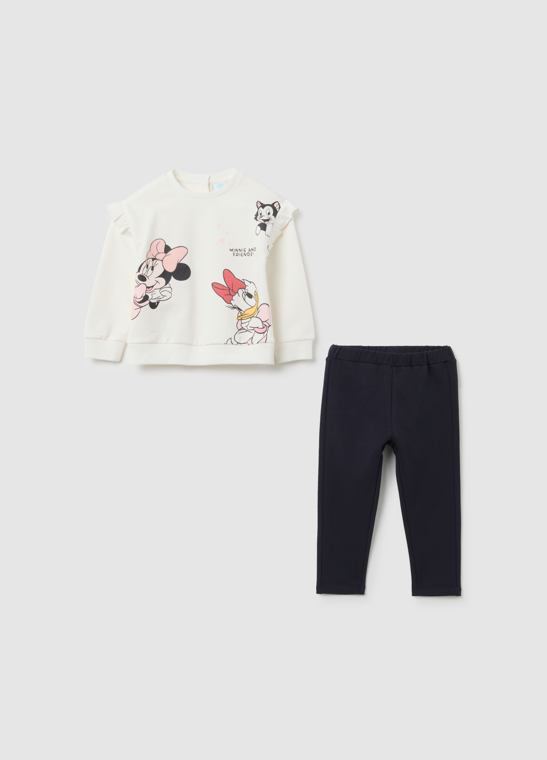 OVS, Completo Da Bambina In Cotone Bianco Regular Fit, Mädchen, Milchweiß, Größe: 9-12