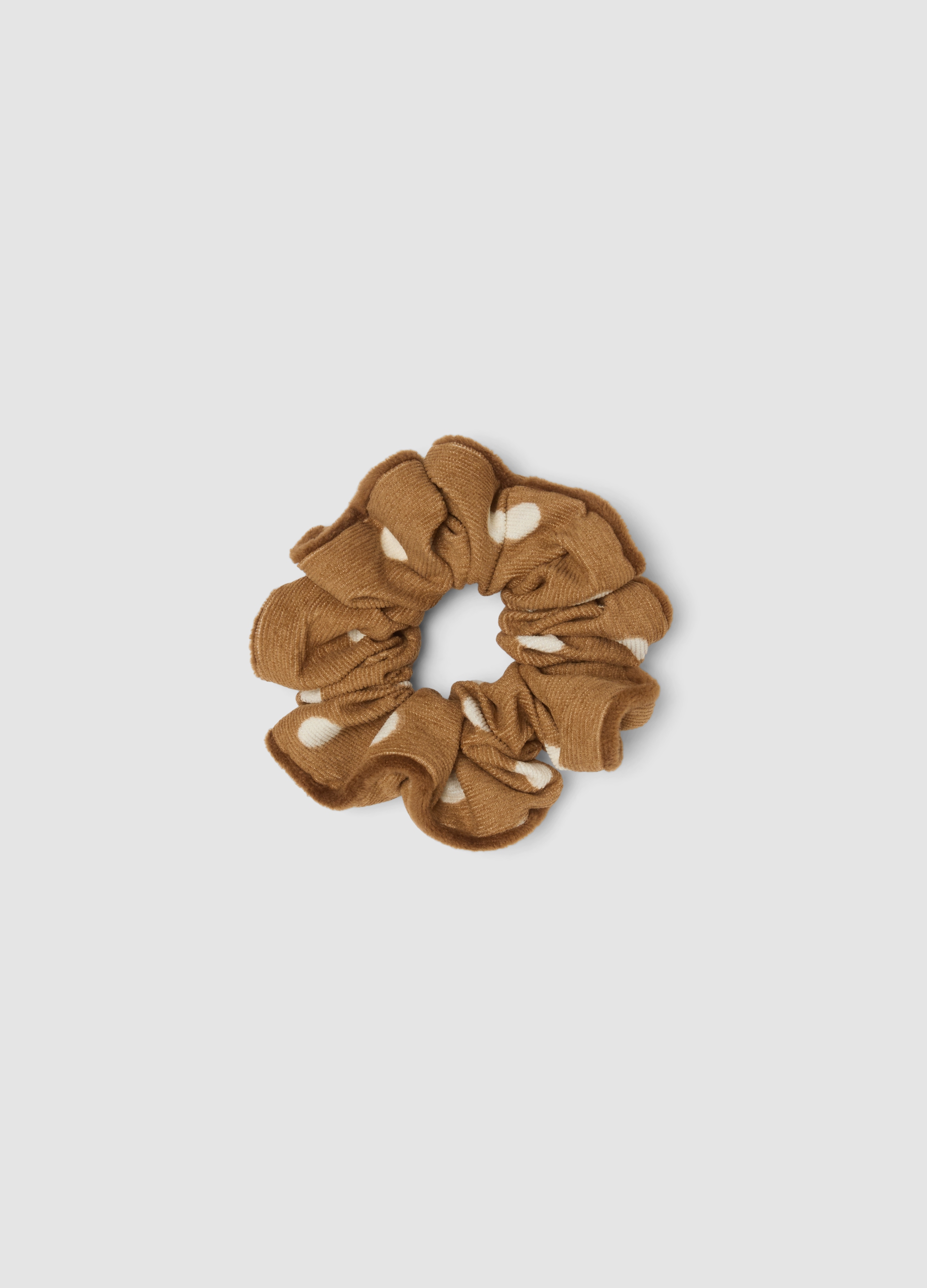 OVS, Scrunchie Marrone Con Fantasia A Pois, Donna, Marrone, Taglia: ONE SIZE