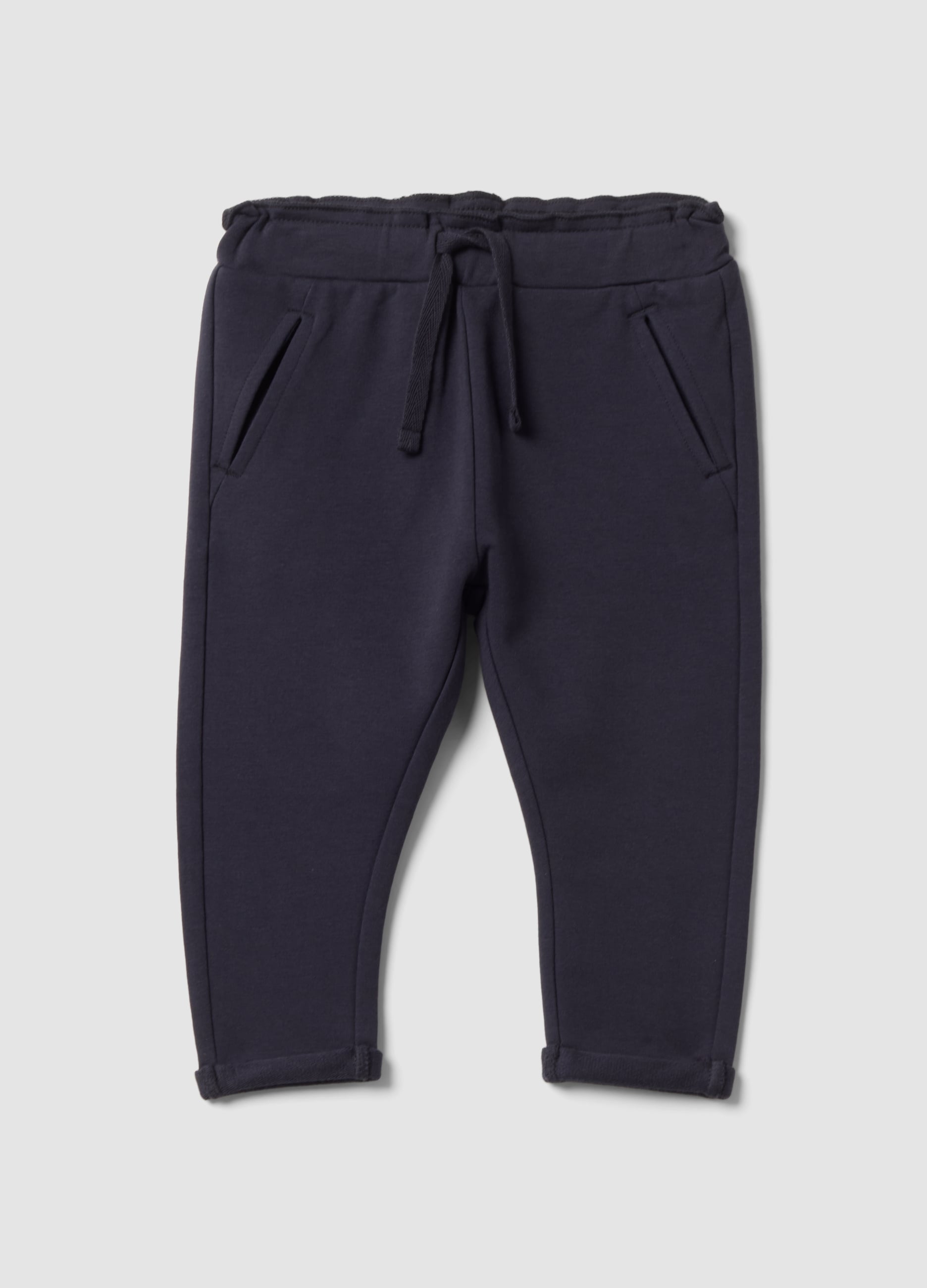 FAGOTTINO, Jogger Grigi In Cotone Elasticizzato Con Risvolto Per Bimba, Bambina, Grigio, Taglia: 9-12