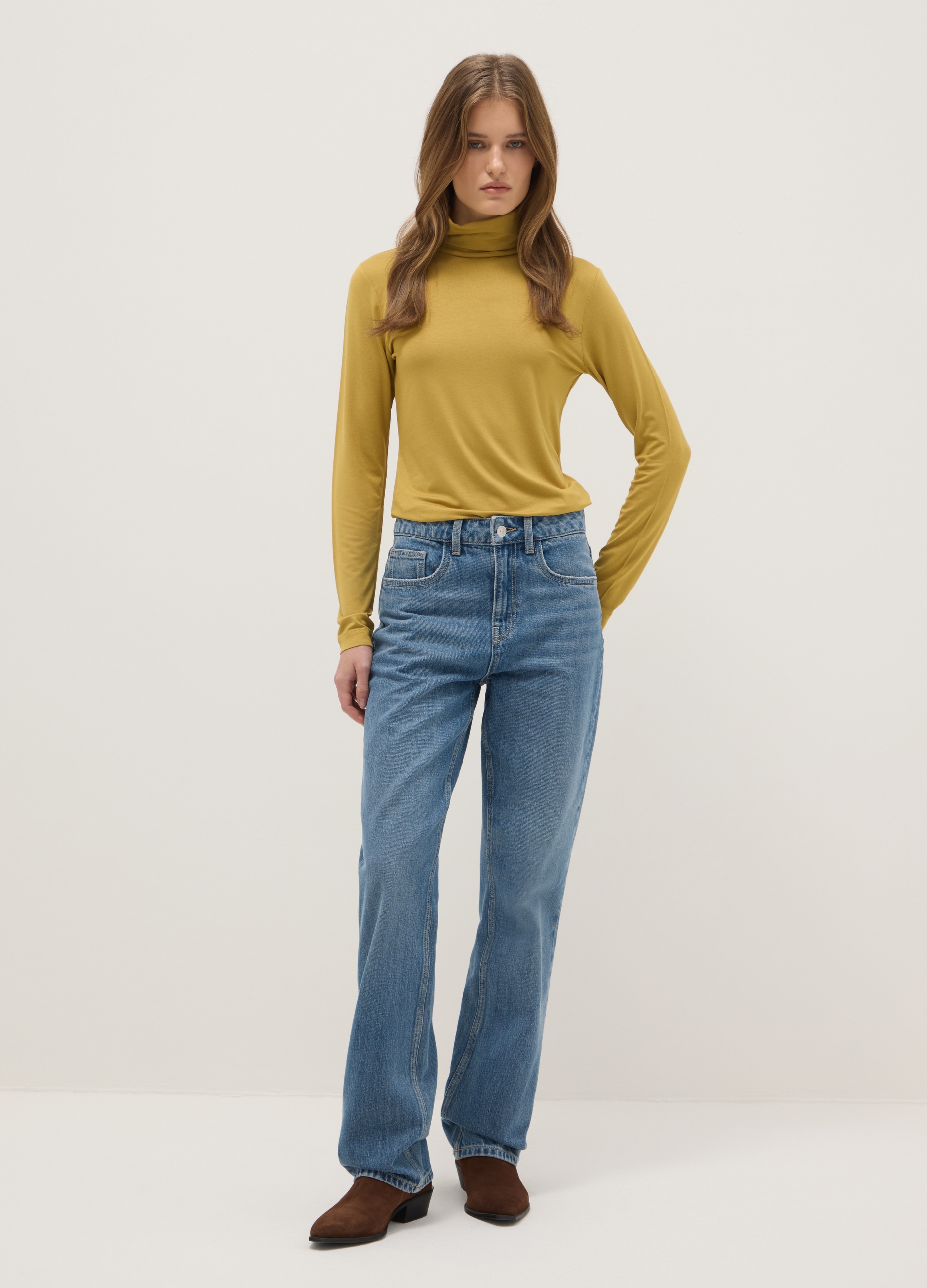 OVS, Maglia Girocollo Gialla A Maniche Lunghe Regular Fit, Donna, Giallo, Taglia: XS