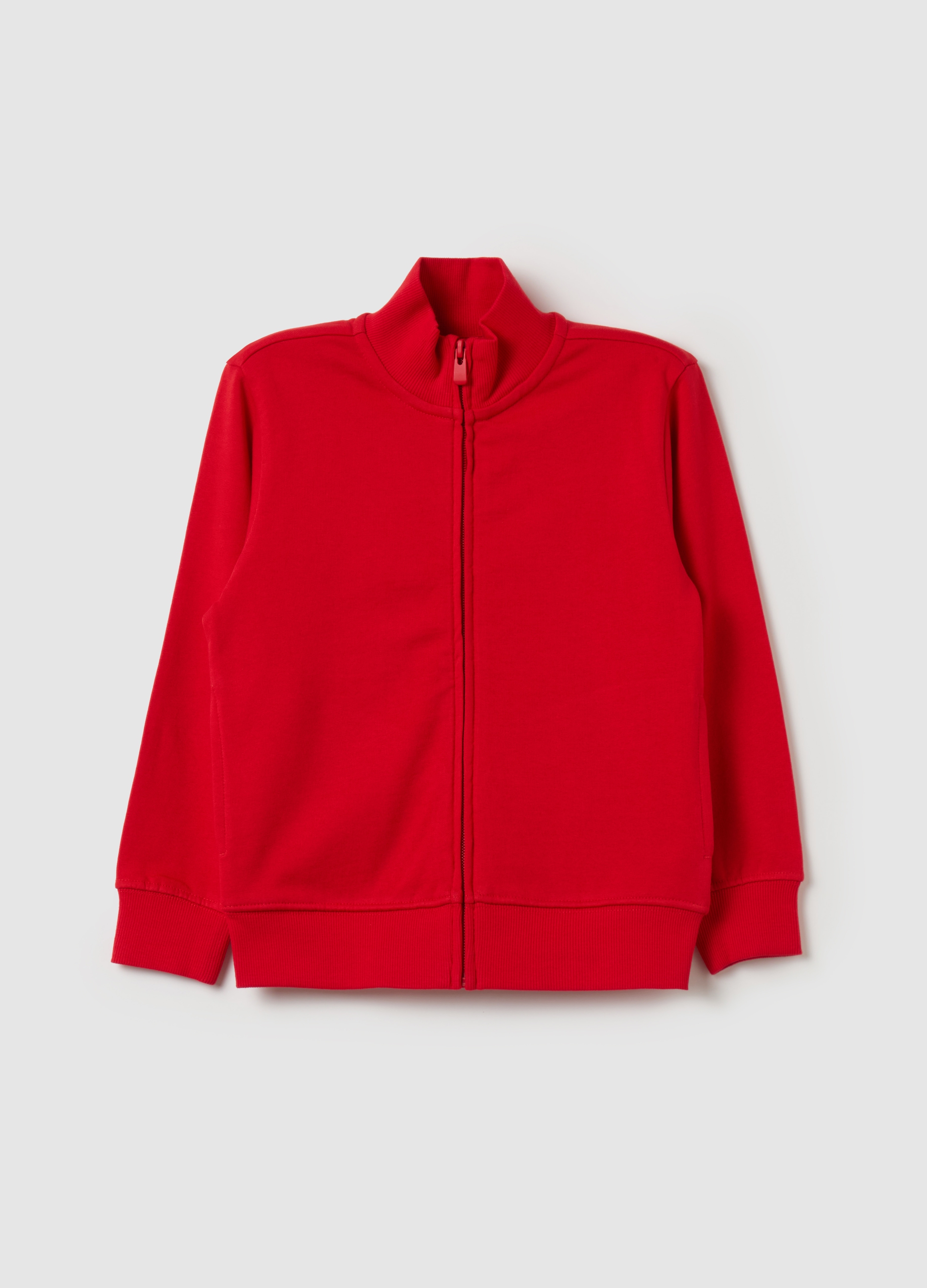 Sudadera Cremallera De Algodón Con Cuello Alto, Niño, Rojo, Talla: 8-9
