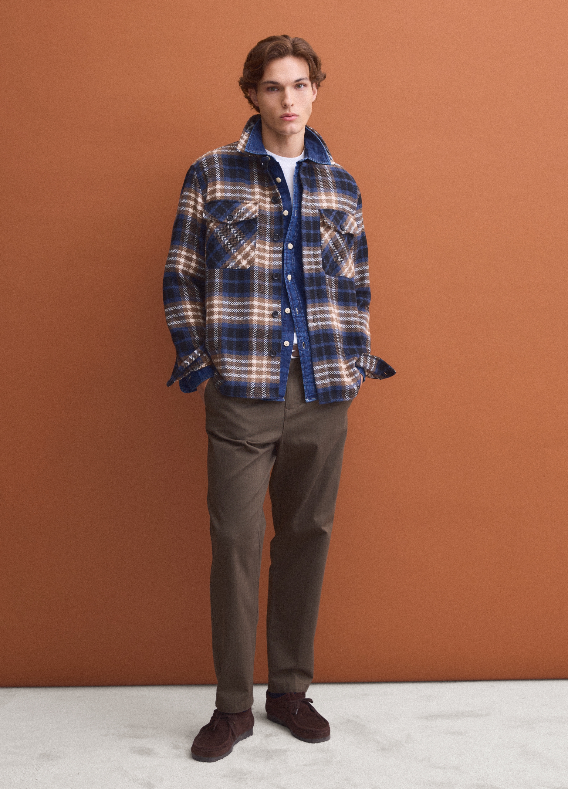 PIOMBO, Pantaloni Chino Marroni In Puro Cotone Carrot Fit, Uomo, Marrone, Taglia: 54