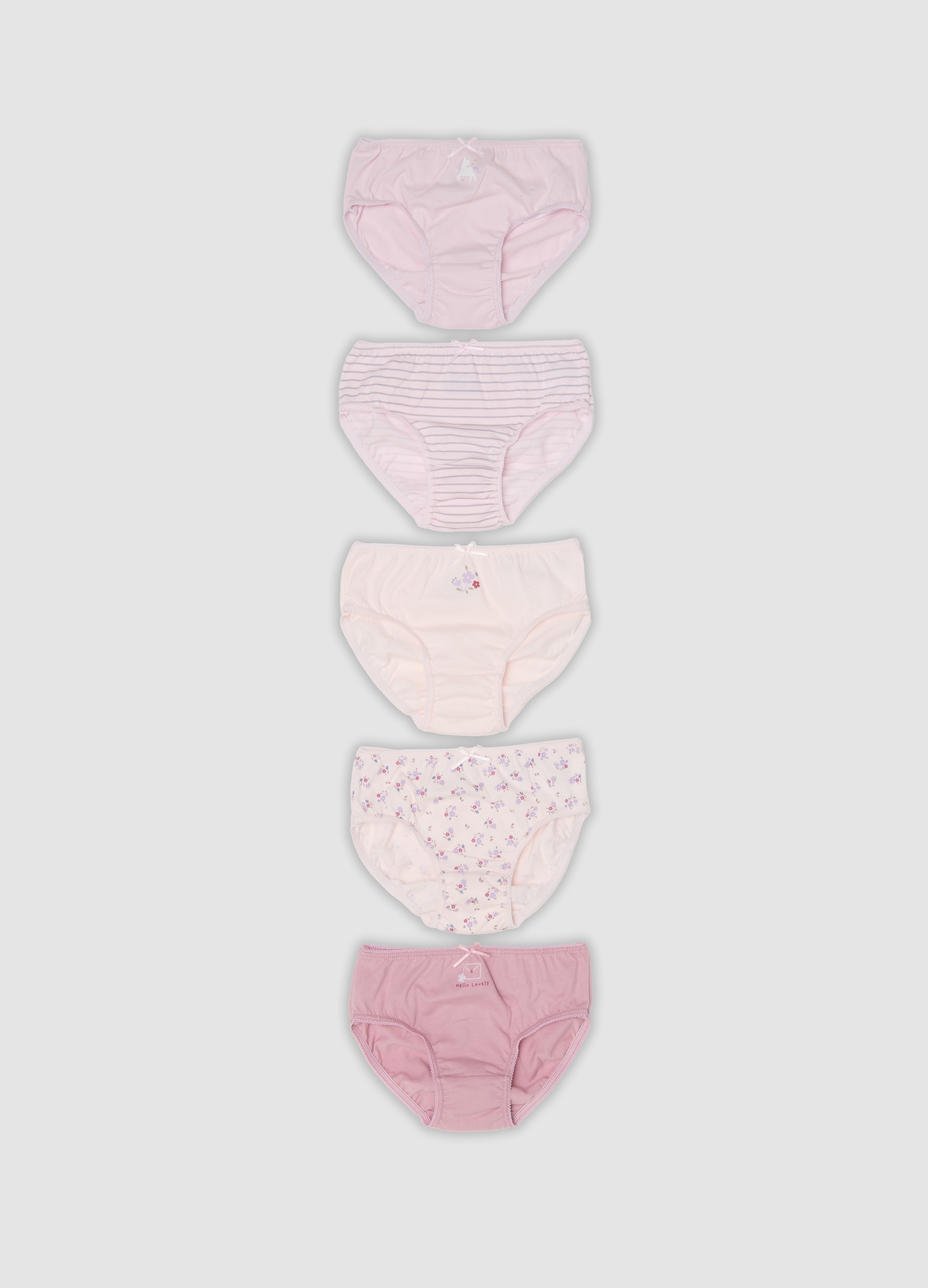 FAGOTTINO, Multipack Di Cinque Mutandine Rosa In Cotone Jersey Organico Per Neonata E Bimba, Bambina, Rosa, Taglia: 30-36