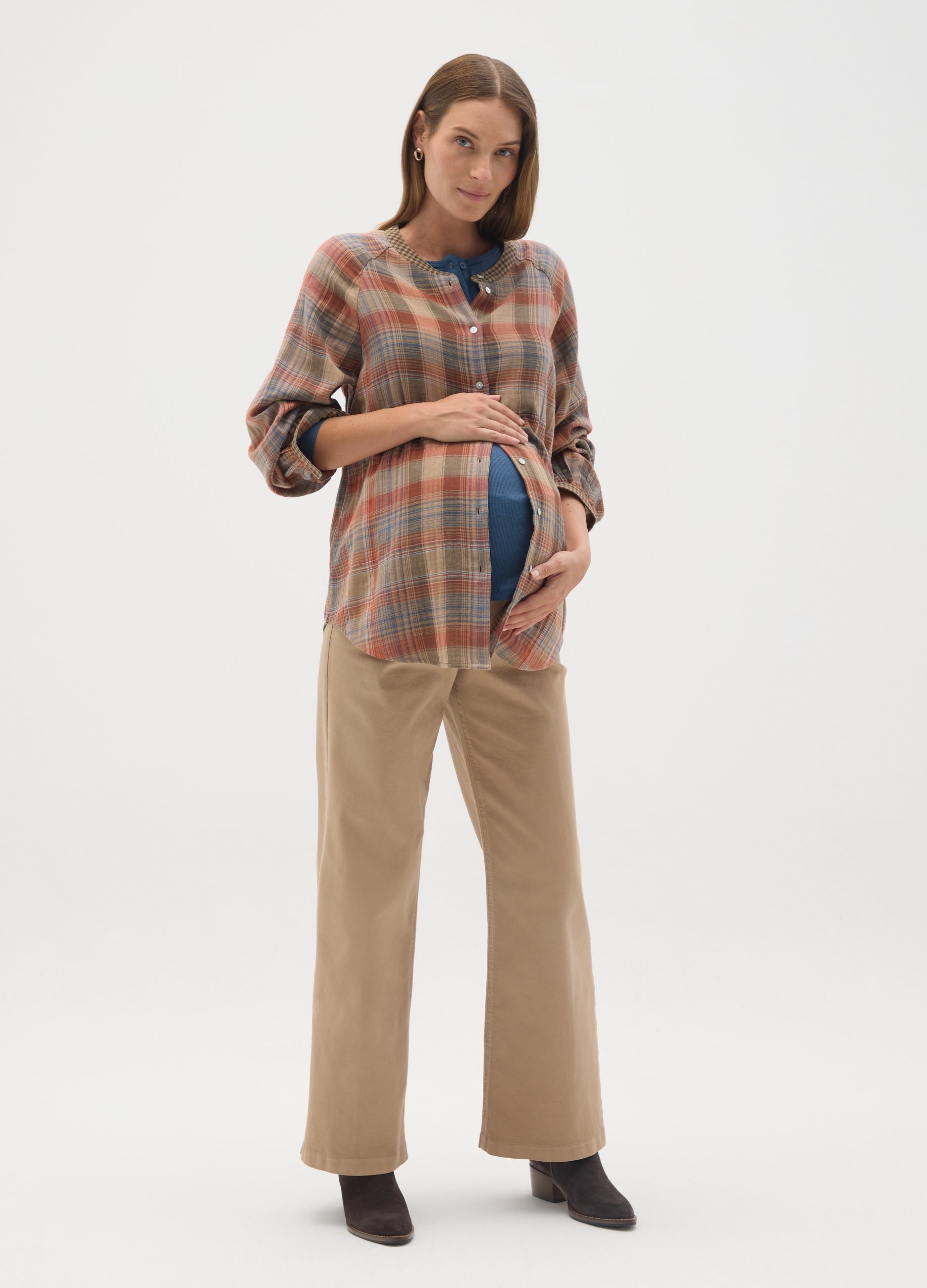 OVS, Camisa Premamá A Cuadros Multicolores, Mujer, Azul/marrón, Talla: 34