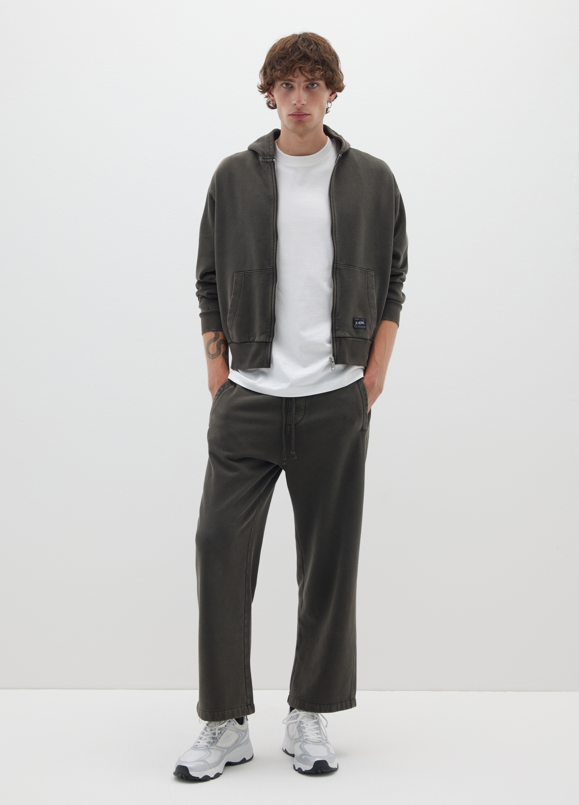 OVS, Schwarze Baumwollmix-hose Im Entspannten Schnitt, Mann, Gunmetal, Größe: XS