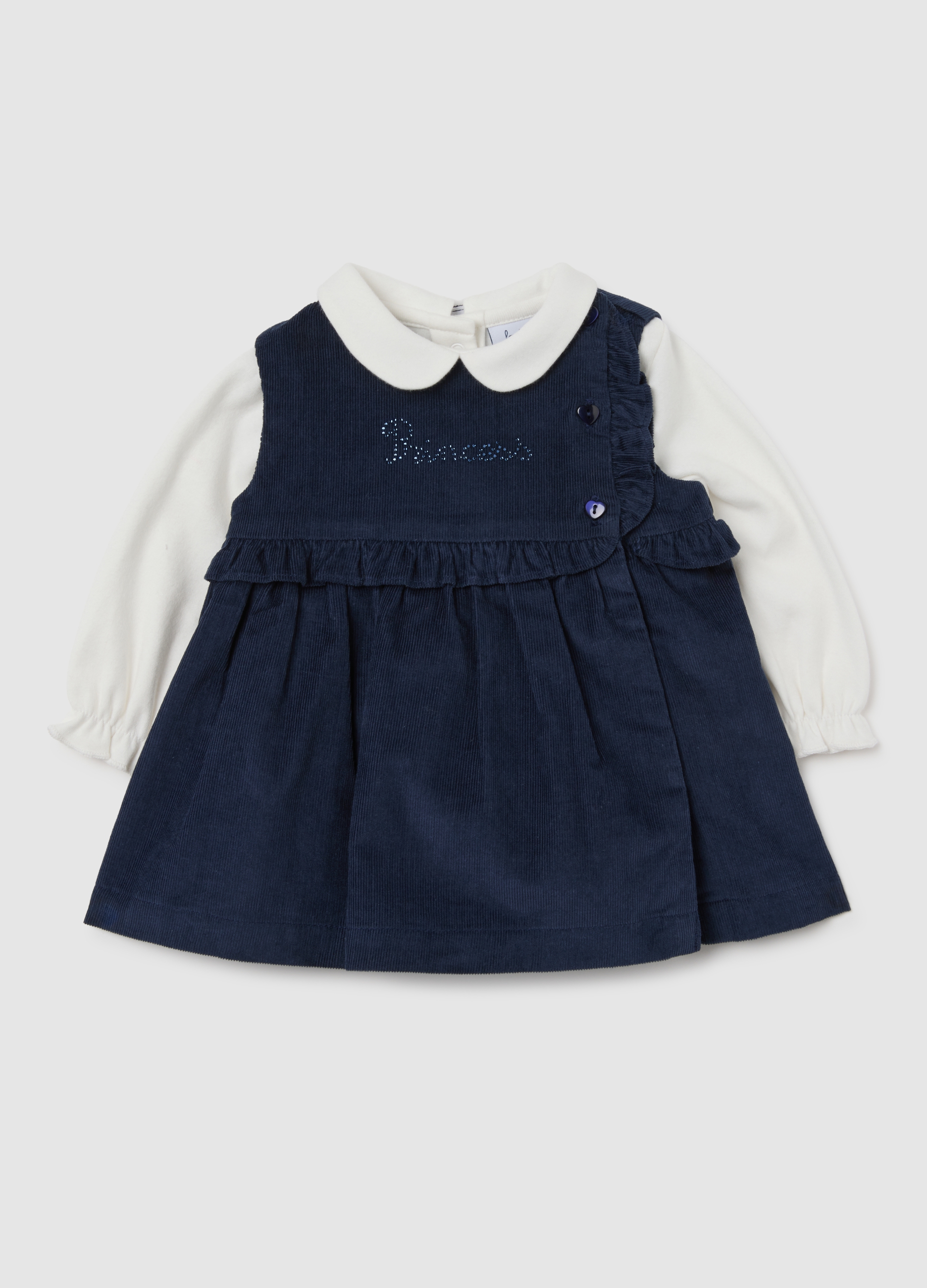 FAGOTTINO, Vestido Multicolor Para Recién Nacidos En Puro Algodón, Bebé Niña, Azul/Blanco, Talla: 1-3