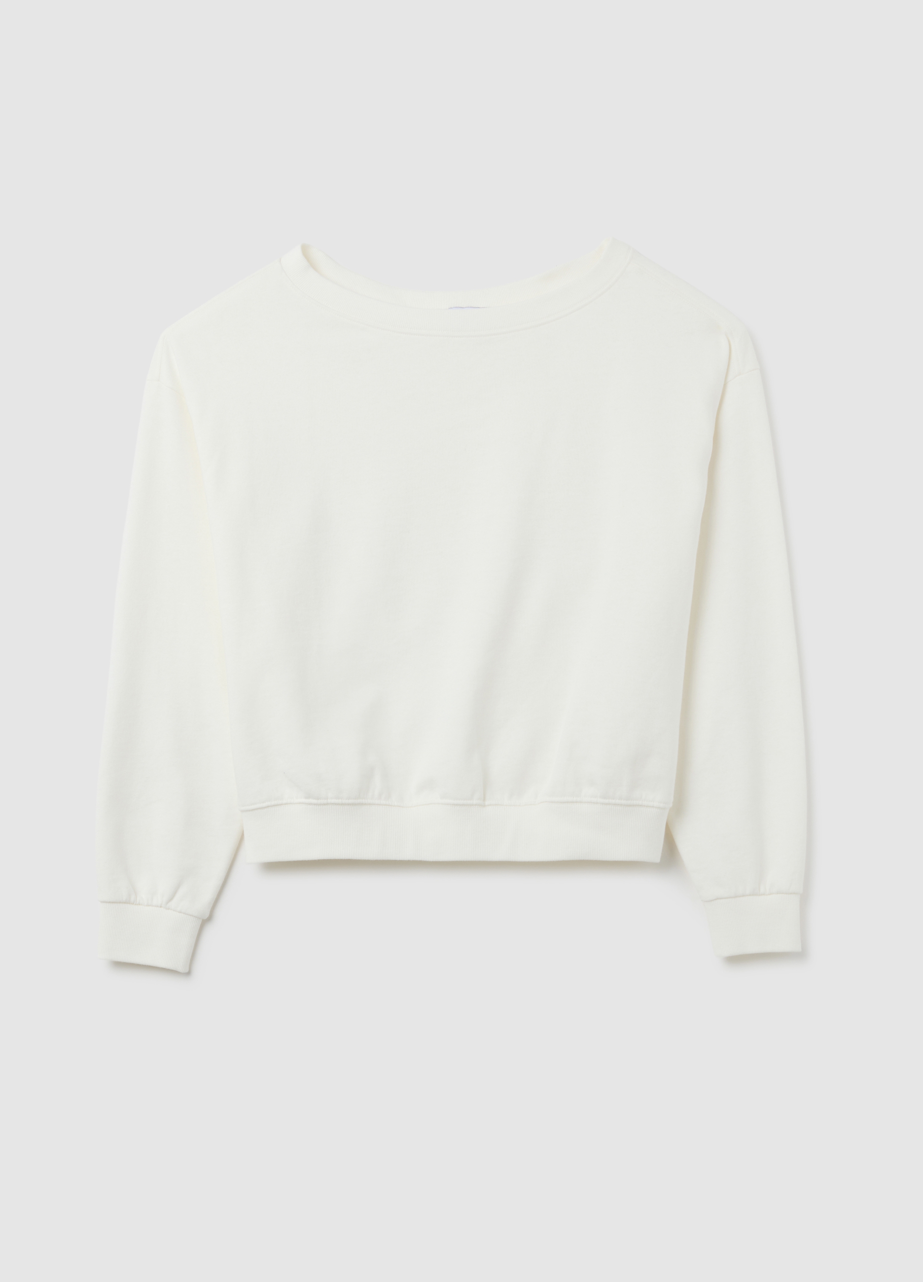 Sudadera Blanca De Algodón Puro, Ajuste Regular, Mujer, Blanco, Talla: XS