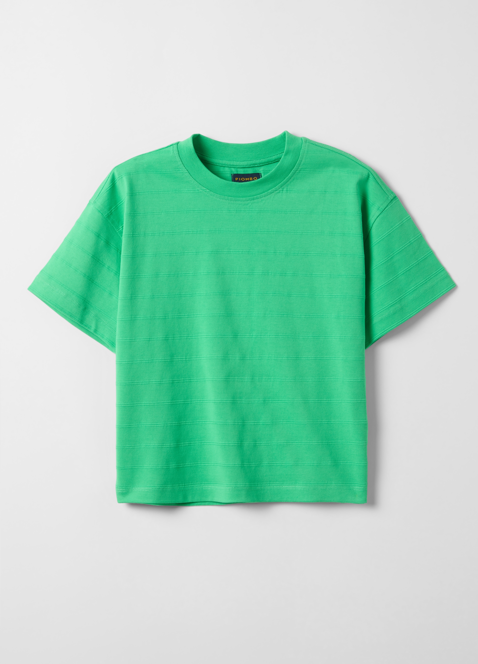 PIOMBO KIDS, Camiseta Verde De Algodón Puro Para Niño, Ajuste Regular, Niño, Verde hoja, Talla: 10