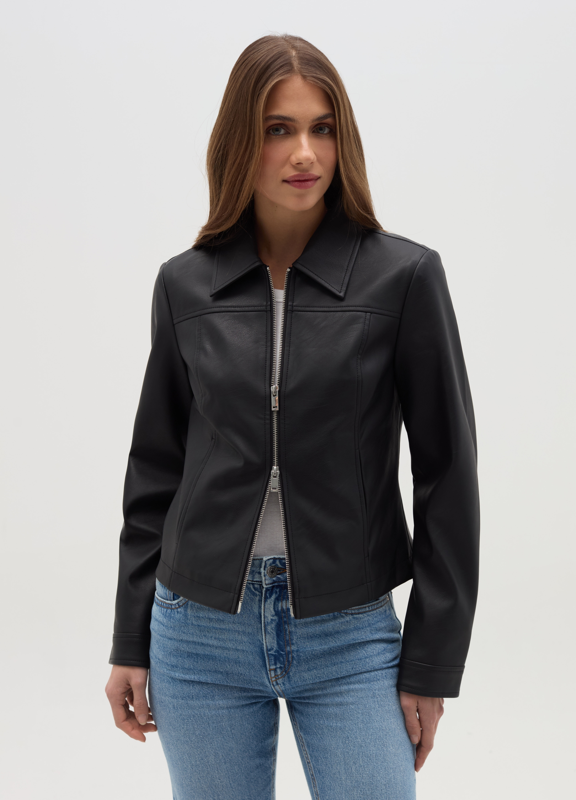 OVS , Giacca Corta Full-zip Effetto Lucido, Donna, Nero, Taglia: XS