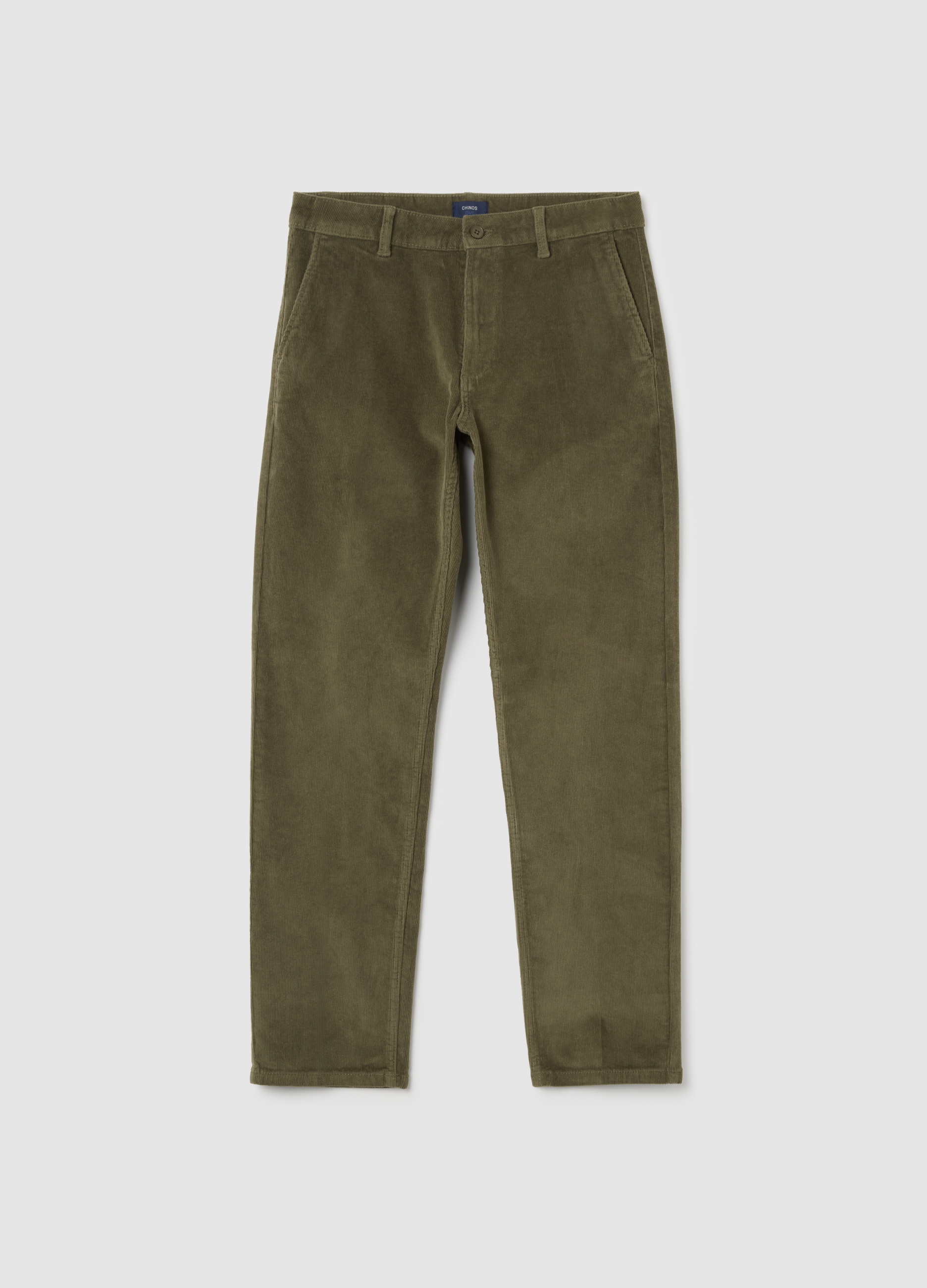 OVS, Pantalones Verdes De Pana Con Algodón Elástico, Ajuste Regular, Hombre, Verde oscuro, Talla: 44